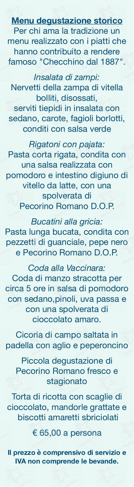 Menu di Checchino dal 1887 - Крафт меню