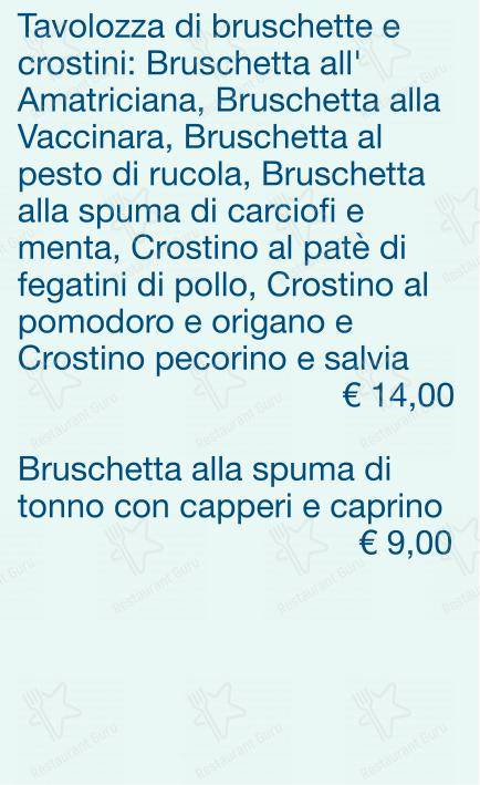 Menu per Checchino dal 1887 ristorante