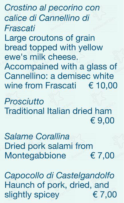 Checchino dal 1887 in Roma - Menu bar