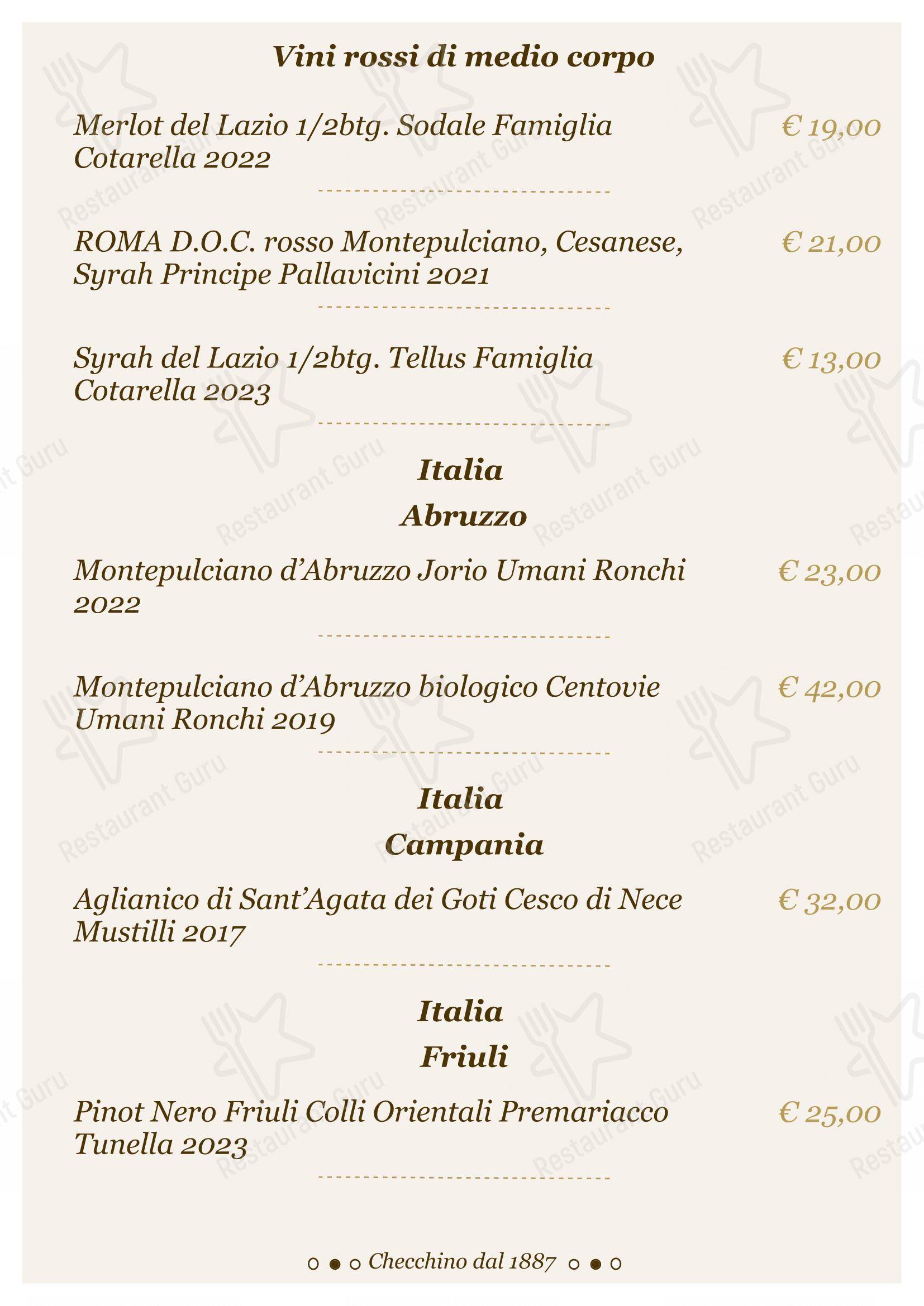 Checchino dal 1887 in Roma - Lunch Menu