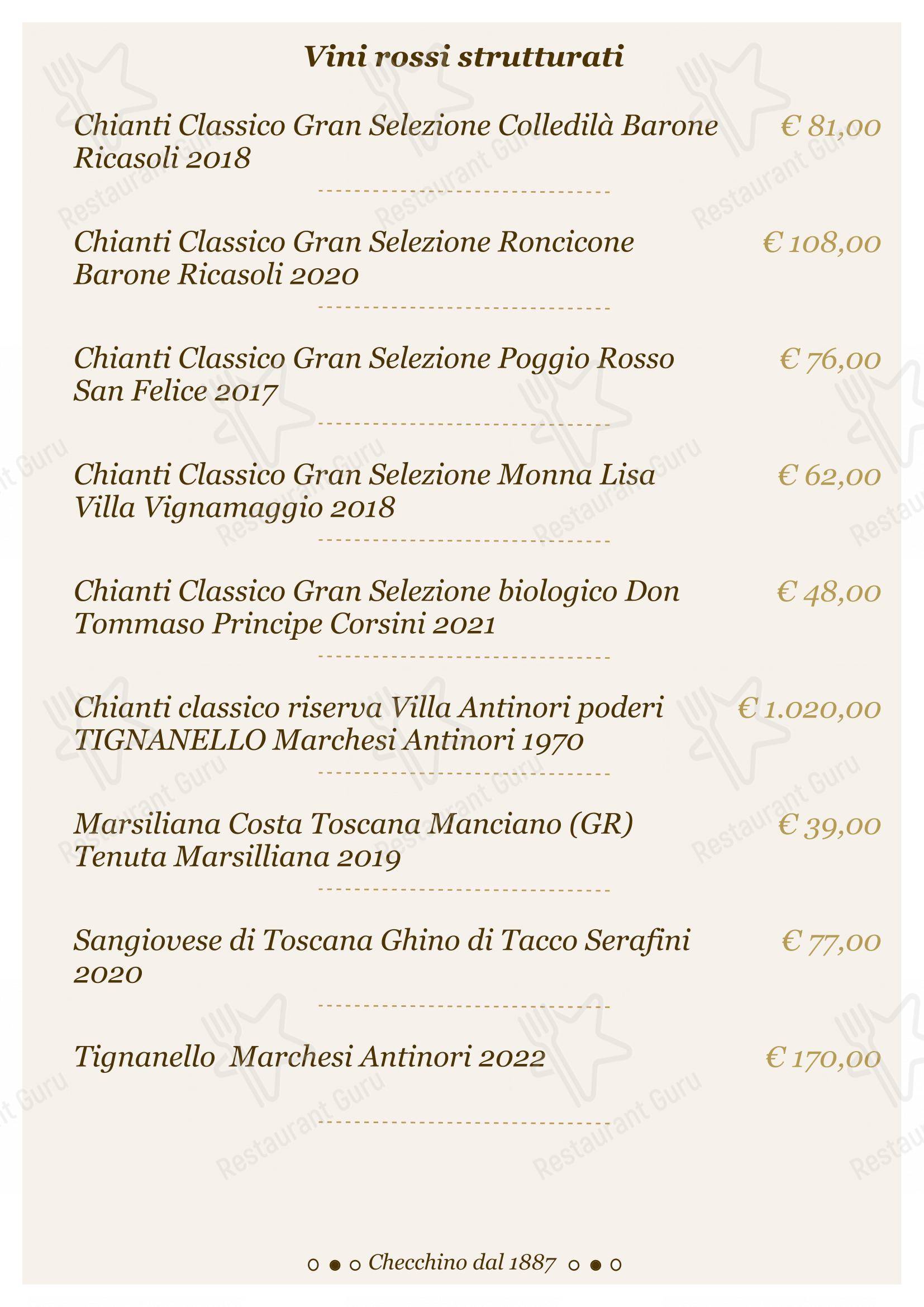 Menu di Checchino dal 1887 - Lunch Menu