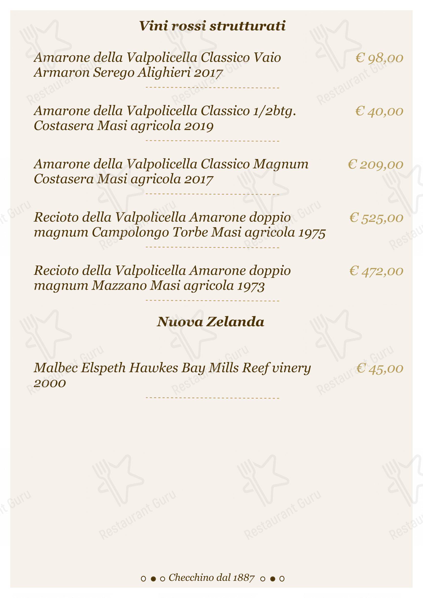 Menu di Checchino dal 1887 - Lunch Menu