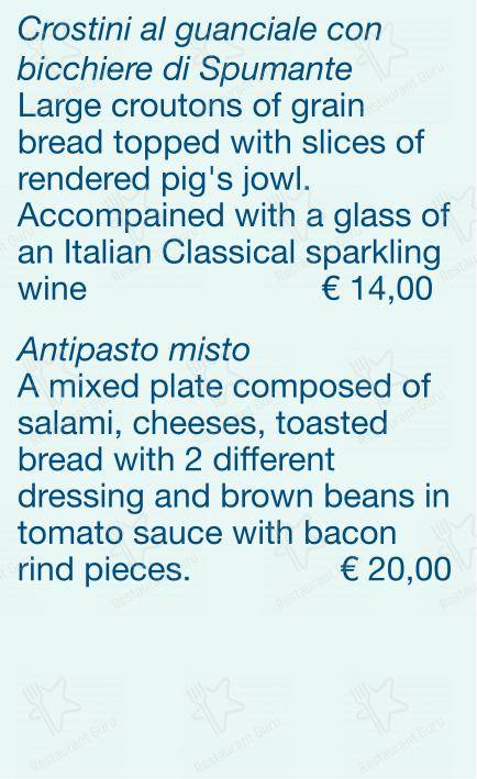 Checchino dal 1887 in Roma - Menu bar