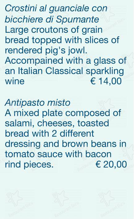 Checchino dal 1887 in Roma - Menu bar