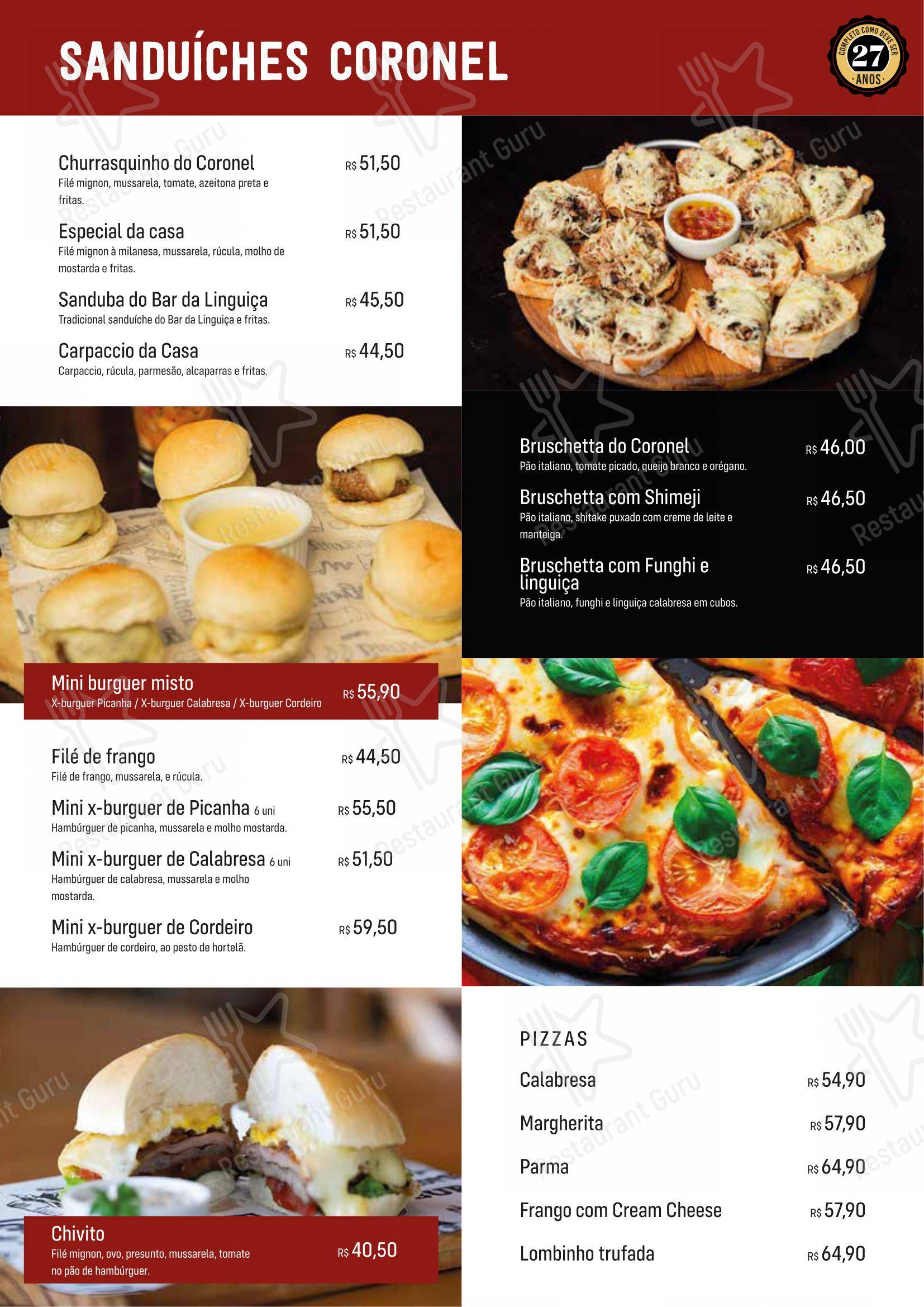 Coronel Mostarda - Menu