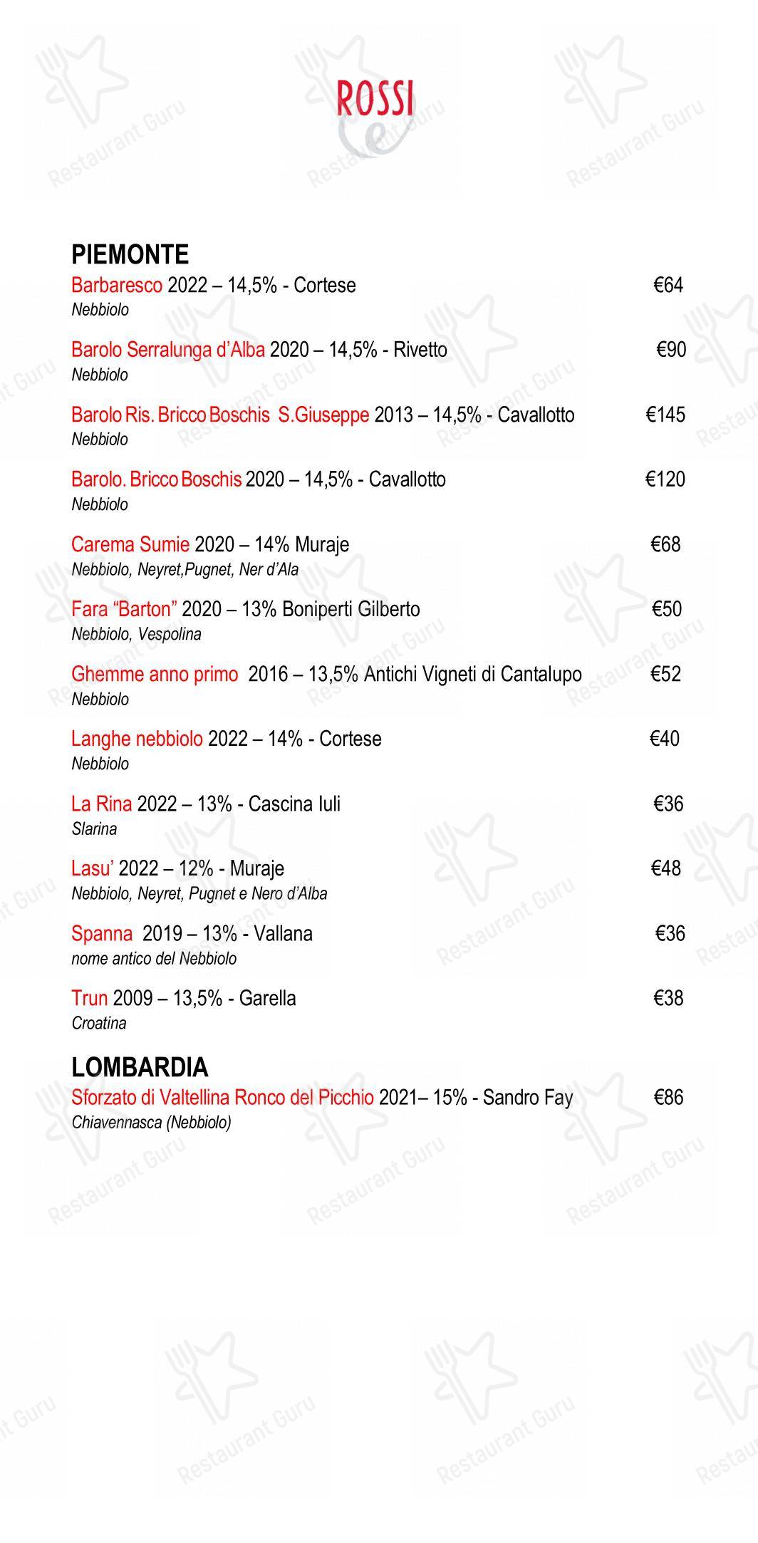Eggs dans Rome - 菜单