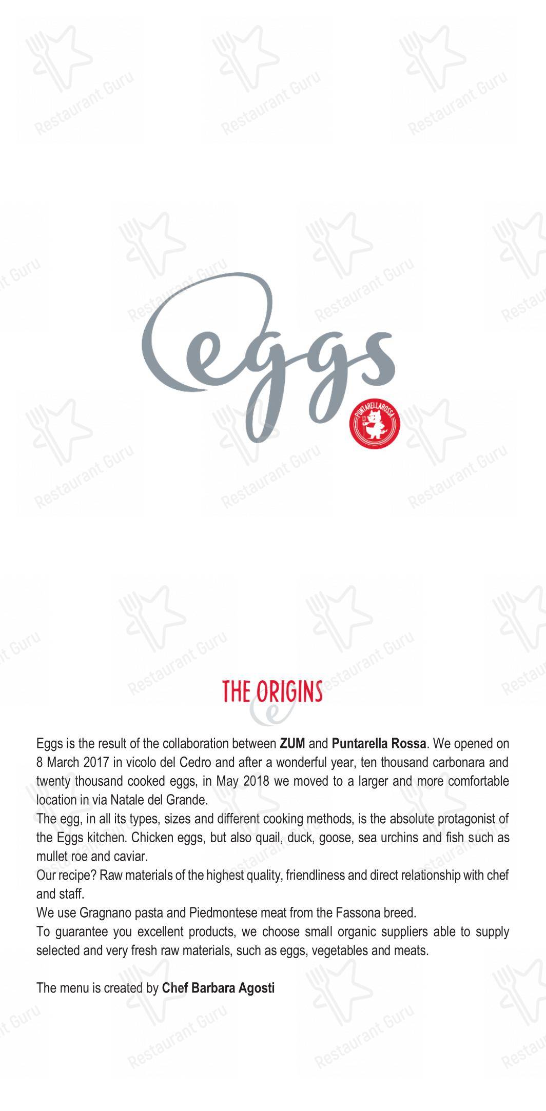 Menu per Eggs Roma caffè bar