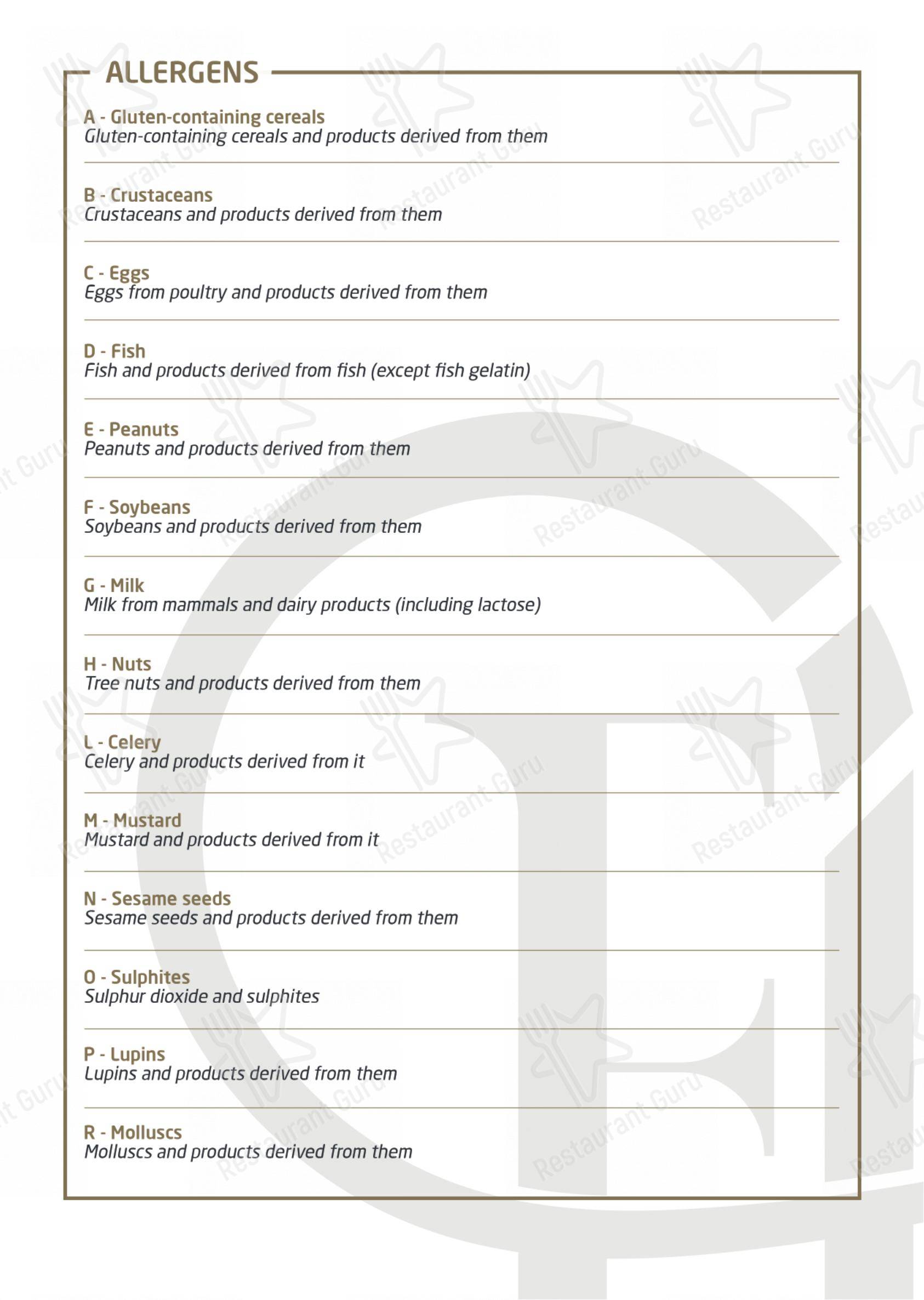 Menu bar pour Fiero Restaurant restaurant