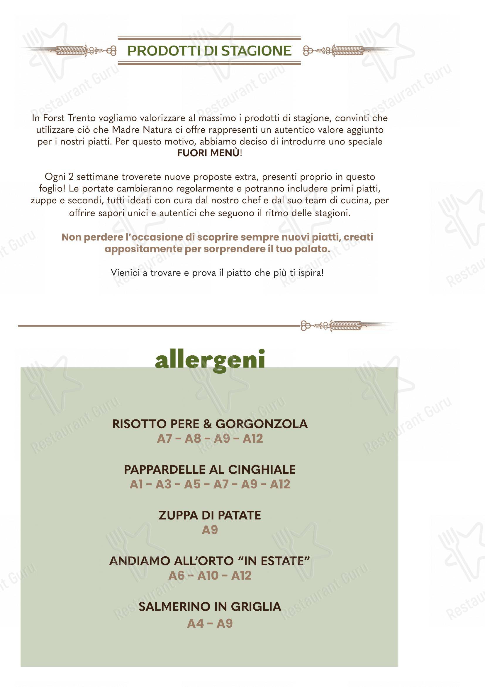 Menu per Forsterbräu Trento in Trento