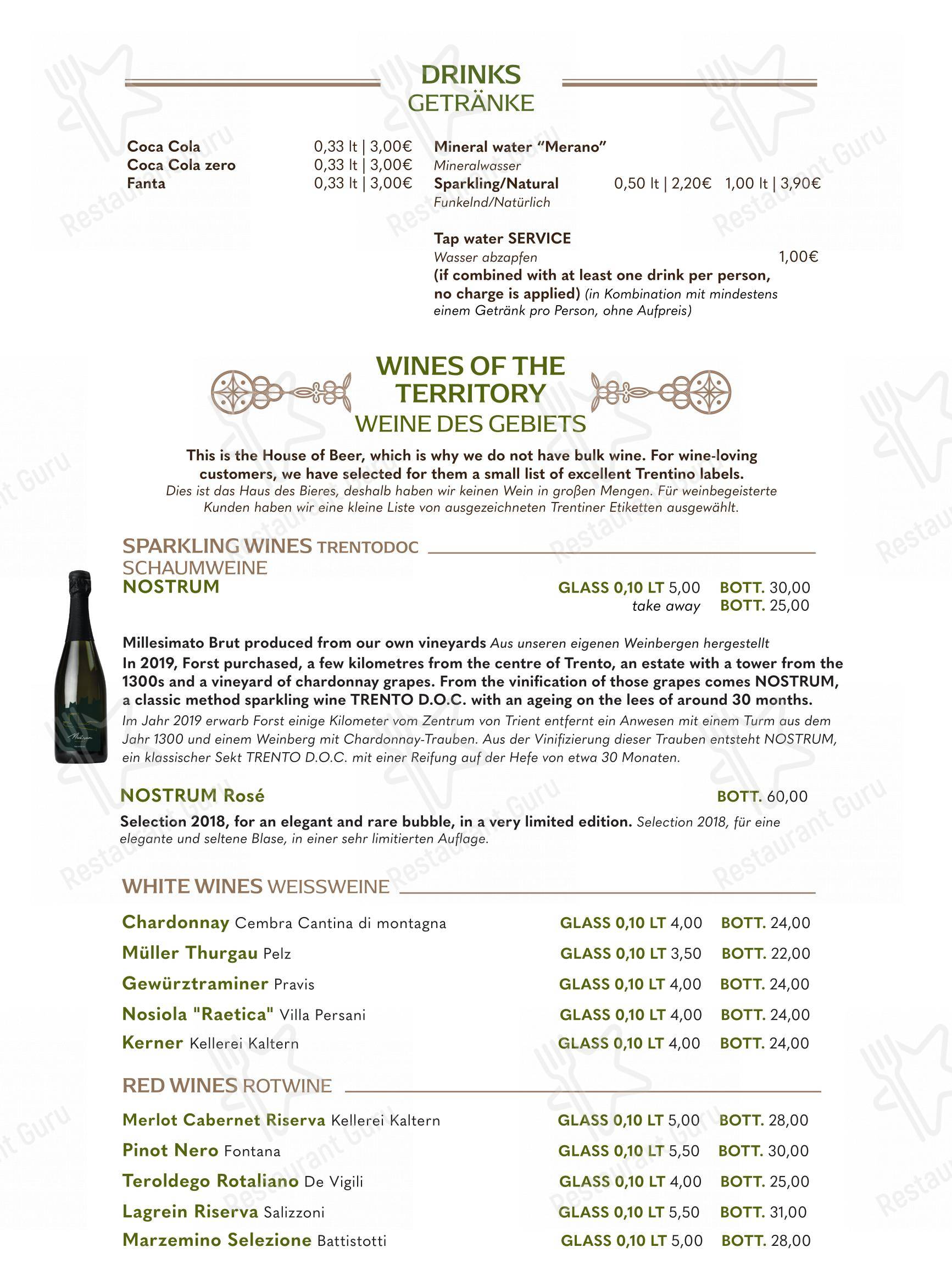 Menu di Forsterbräu Trento - Детское