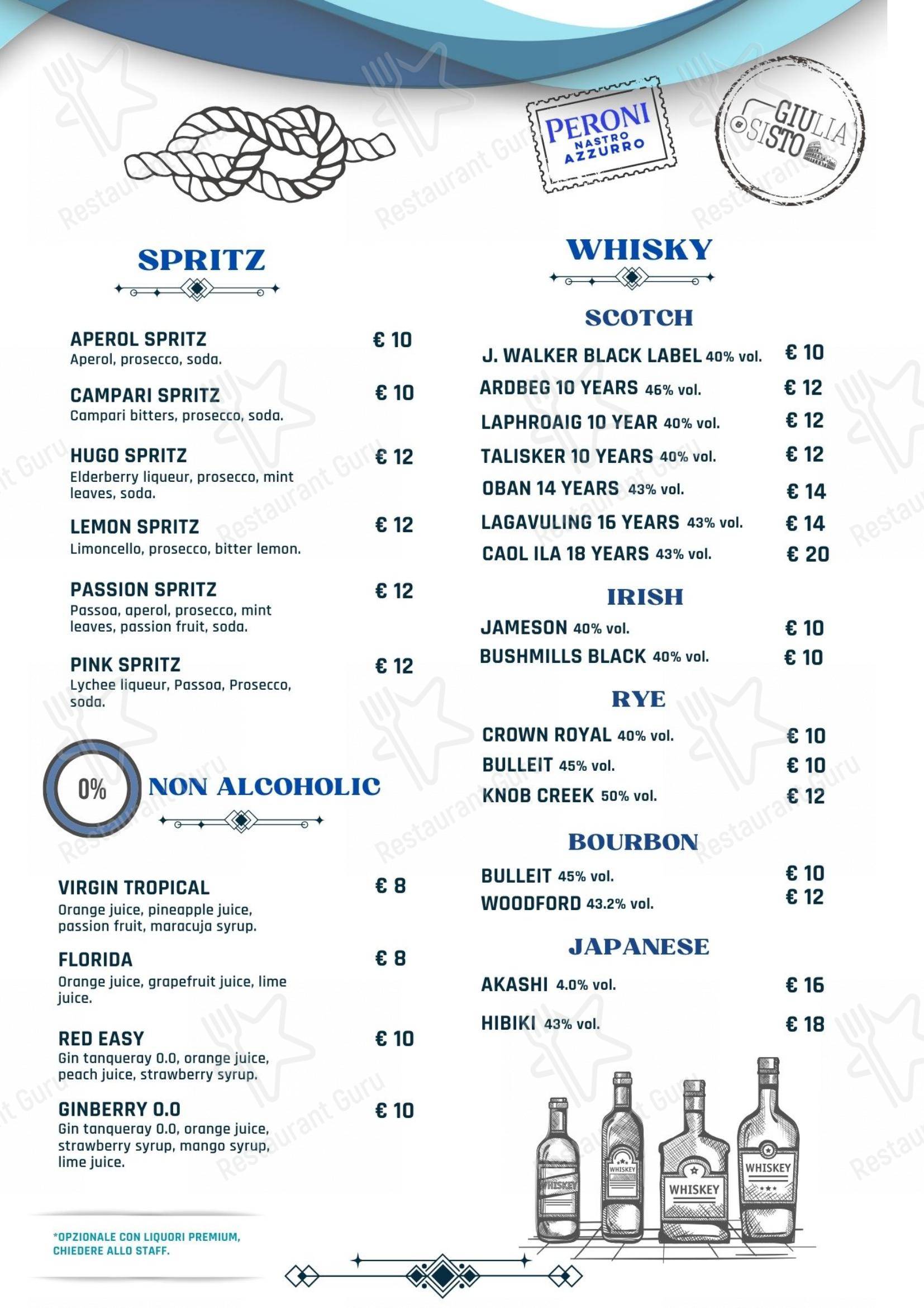 Menu per Giulia&Sisto Roma Terrazza San Clemente in Roma