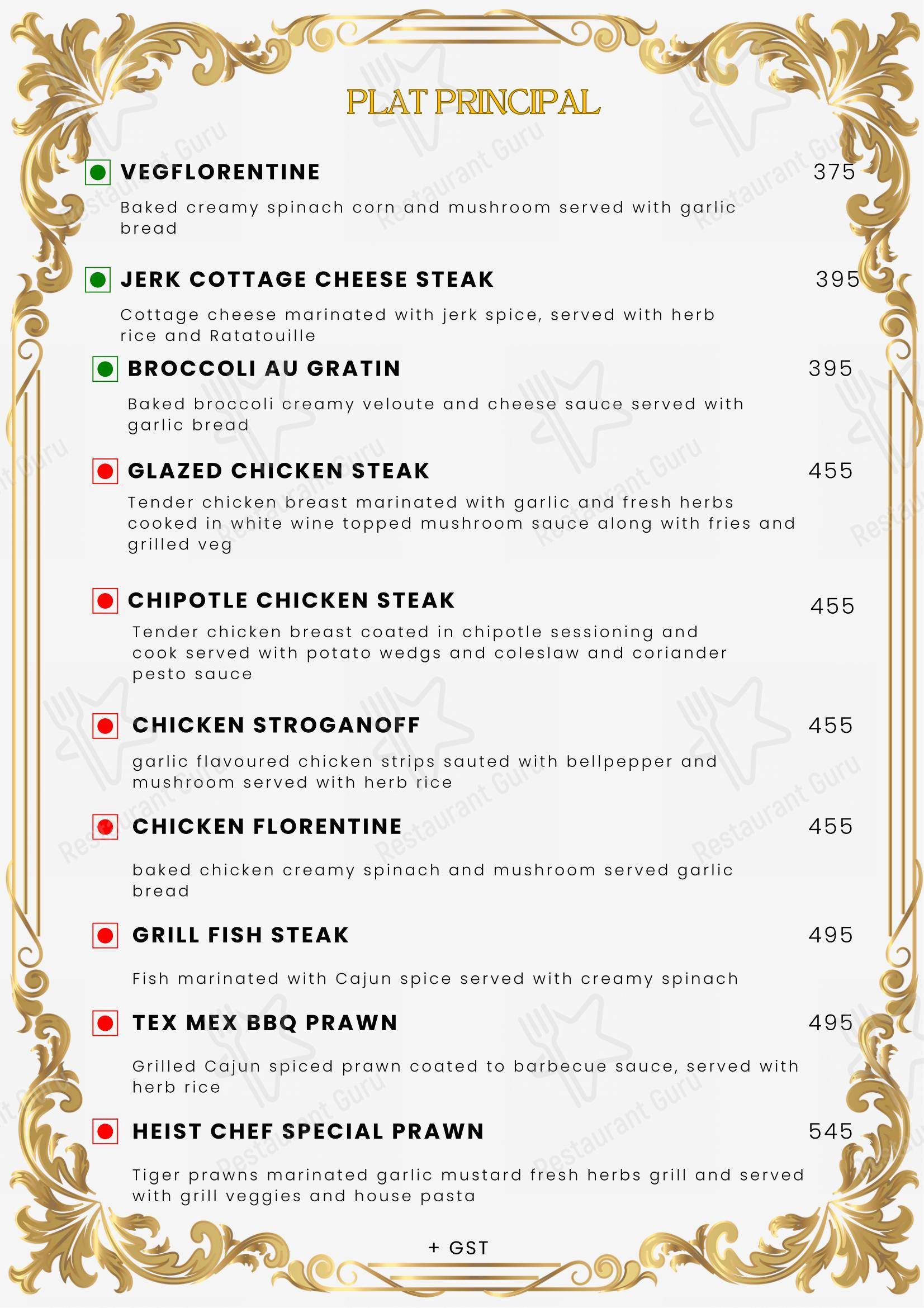 Menu for Heist Nightlife in Puducherry