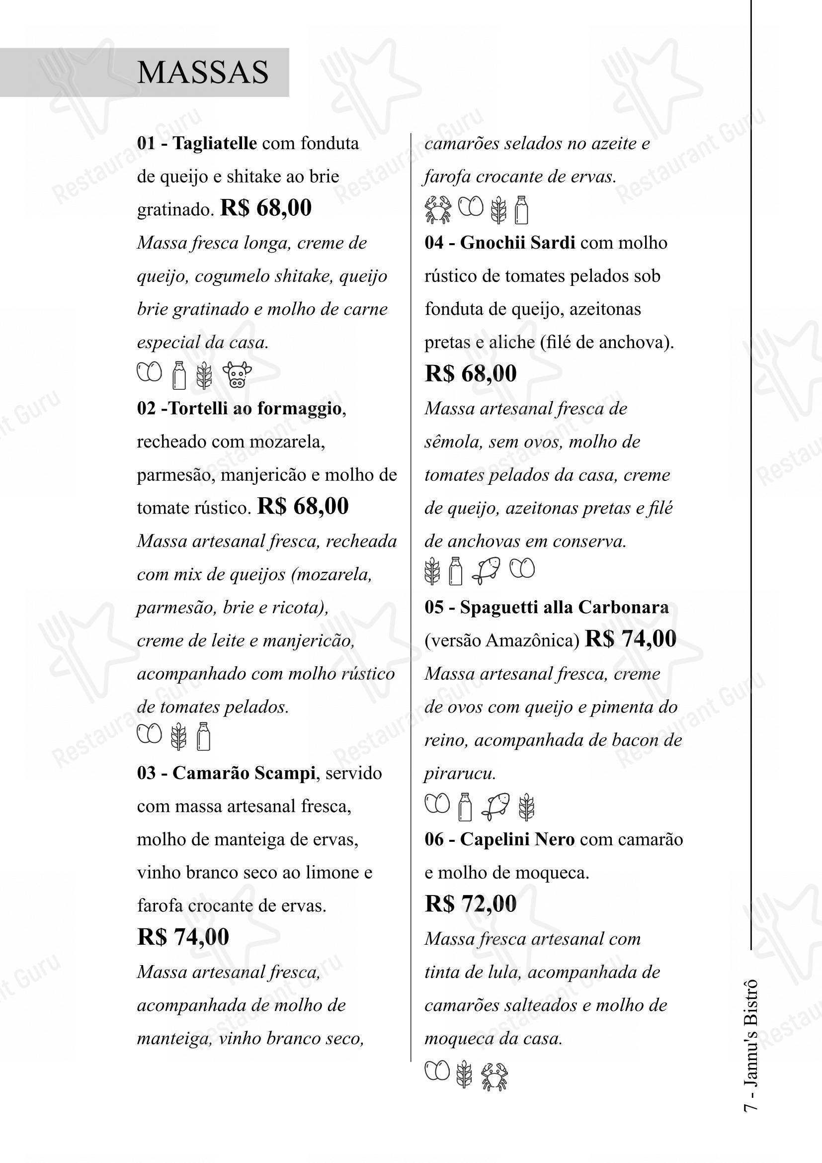Jannu's Bistrô - Menu