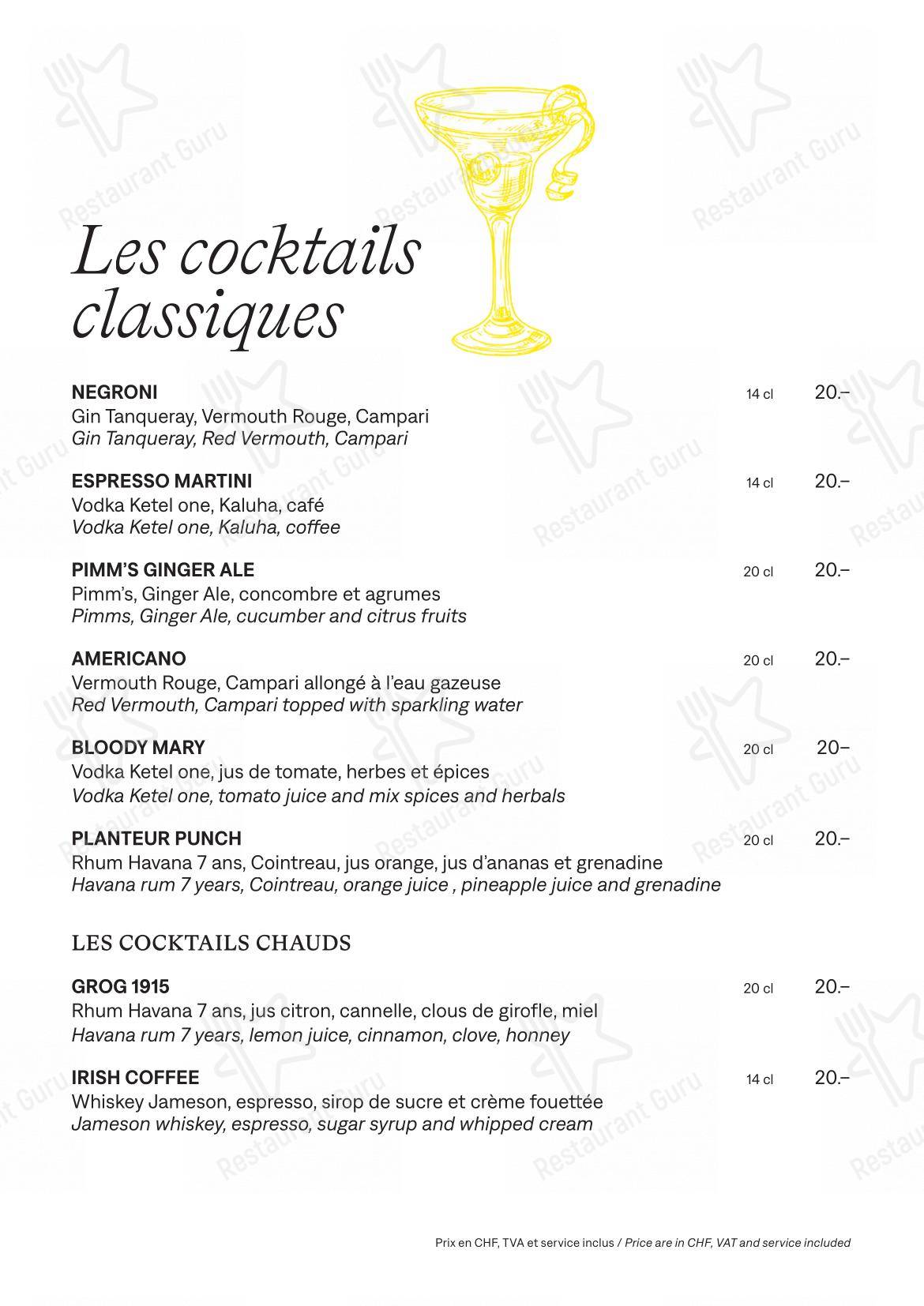 Lausanne Palace in Losanna - Menu