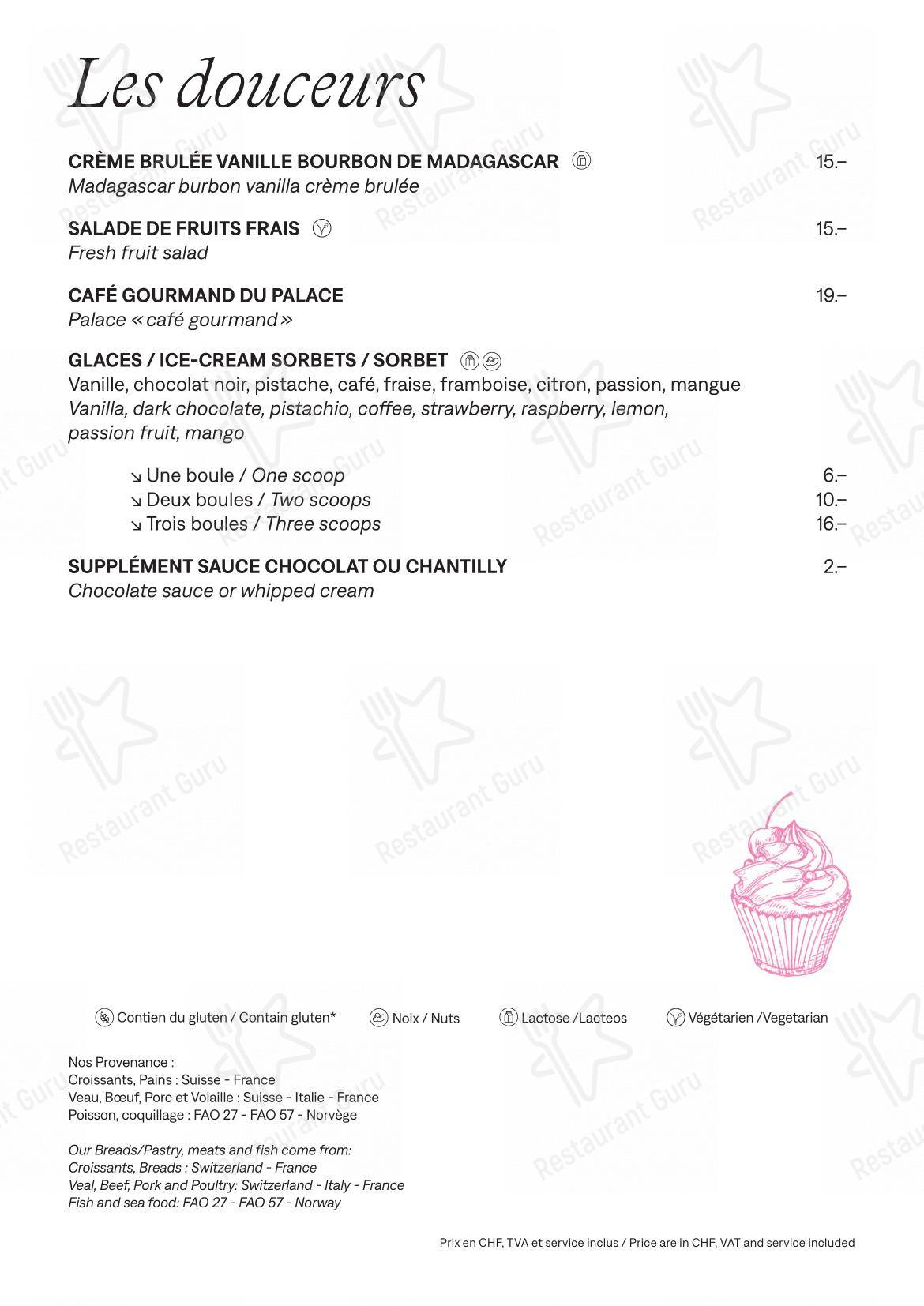 Menu bar per Lausanne Palace in Losanna