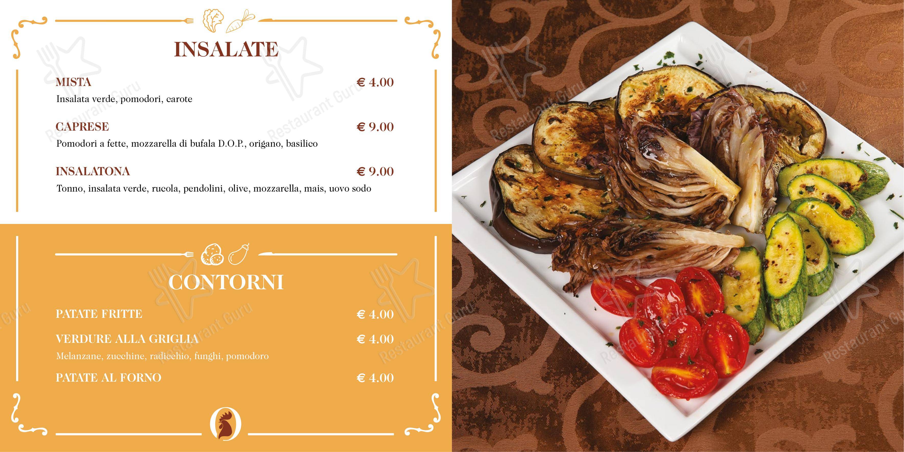 Menu bar per Osteria il Gallo ristorante