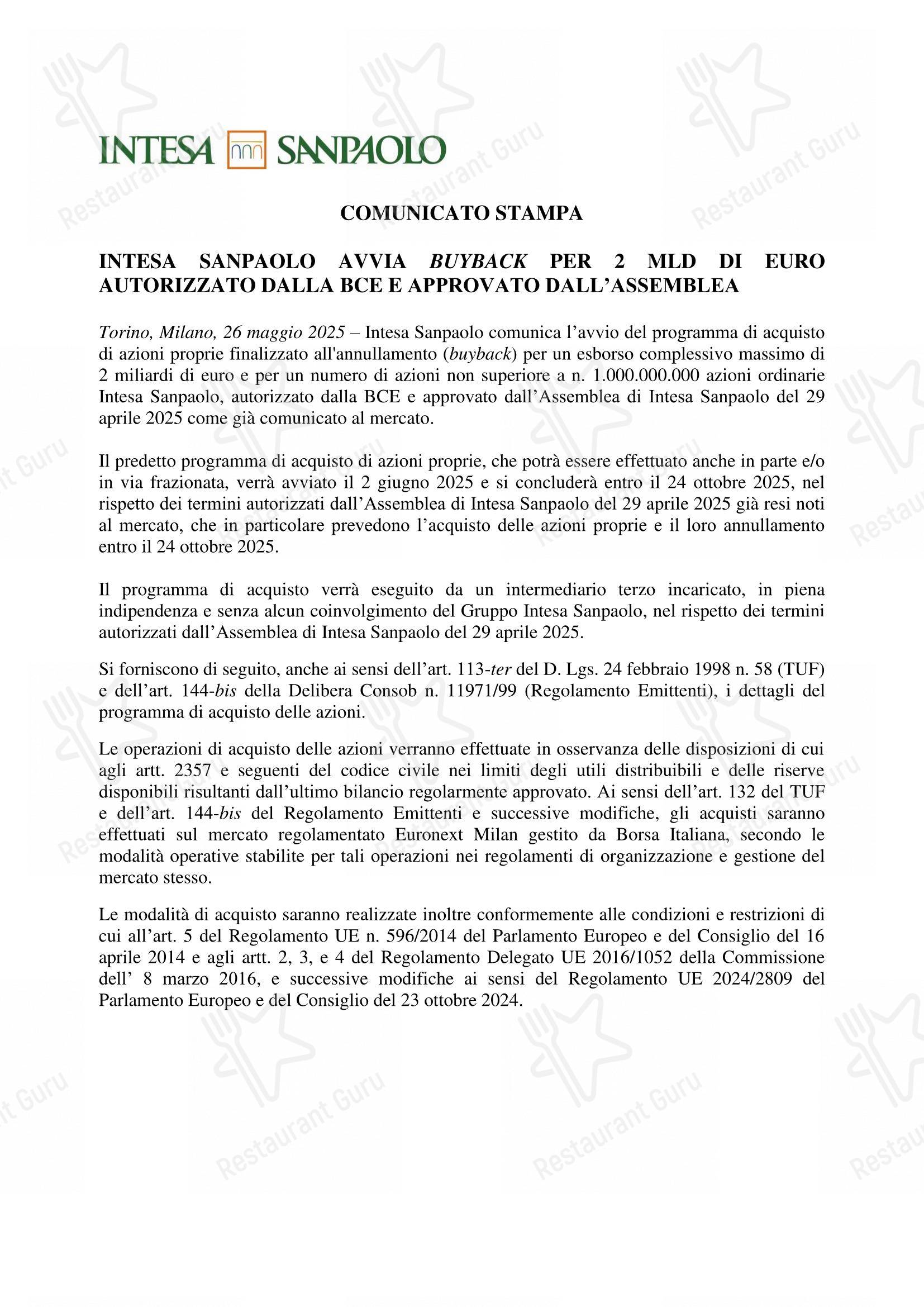 Menu di Piano35 Ristorante - Catering Menu