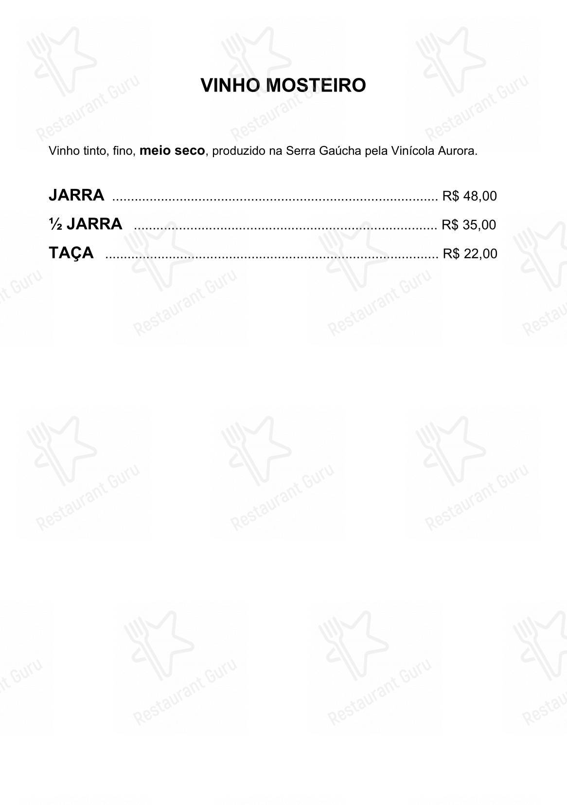 Pizzaria Urca em São Paulo - Menu bar