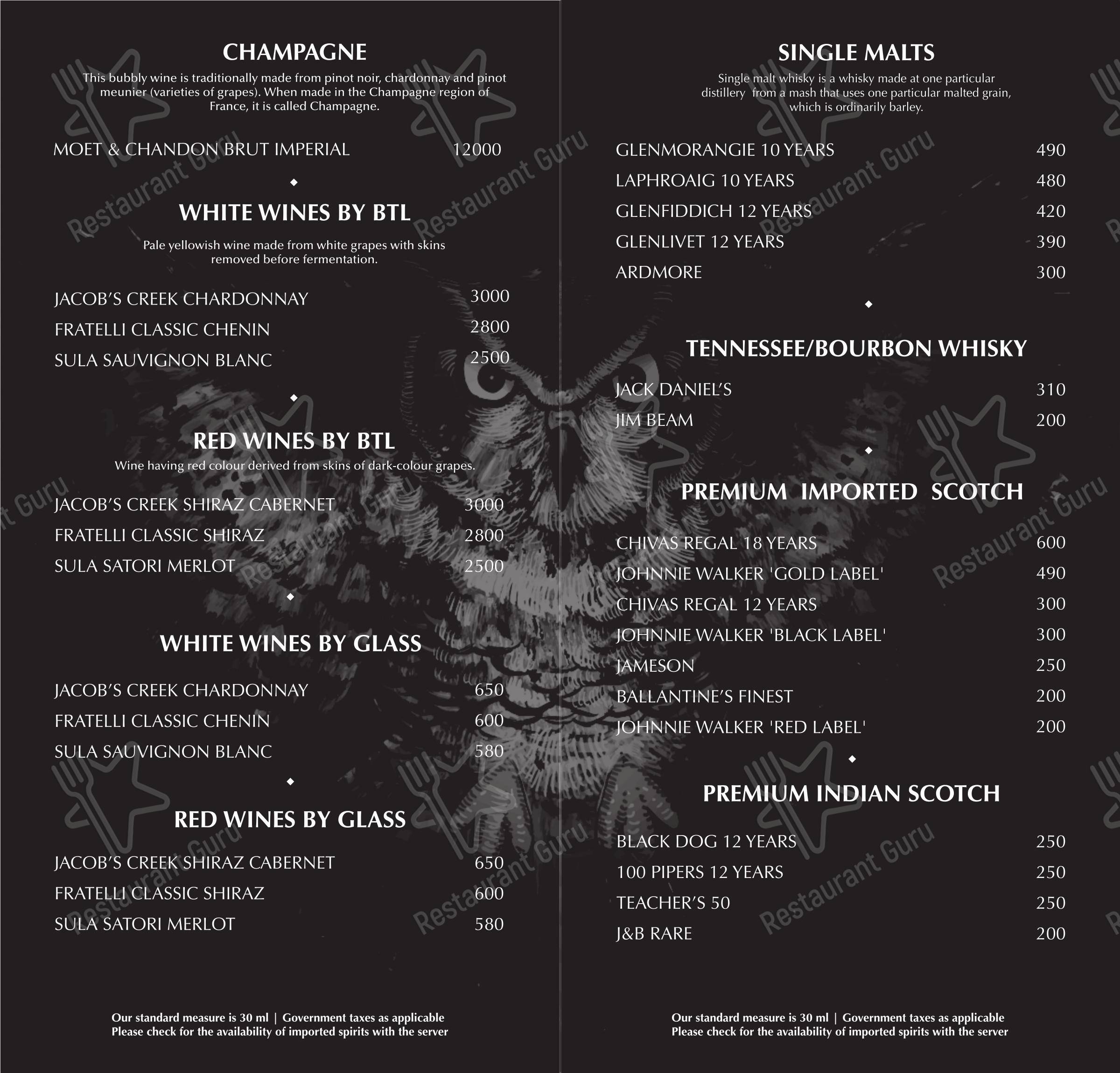 Menu bar for PunChin in Sahibzada Ajit Singh Nagar