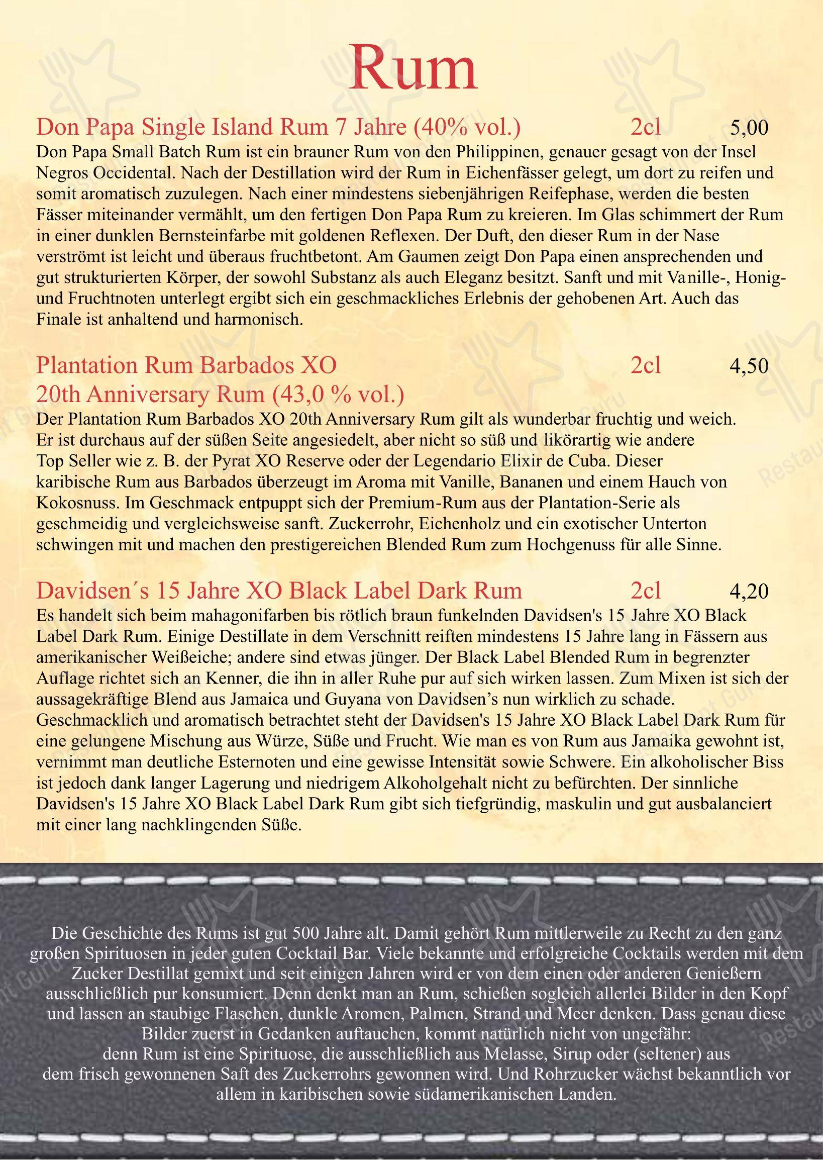 Menu bar pour Restaurant Journal dans Potsdam