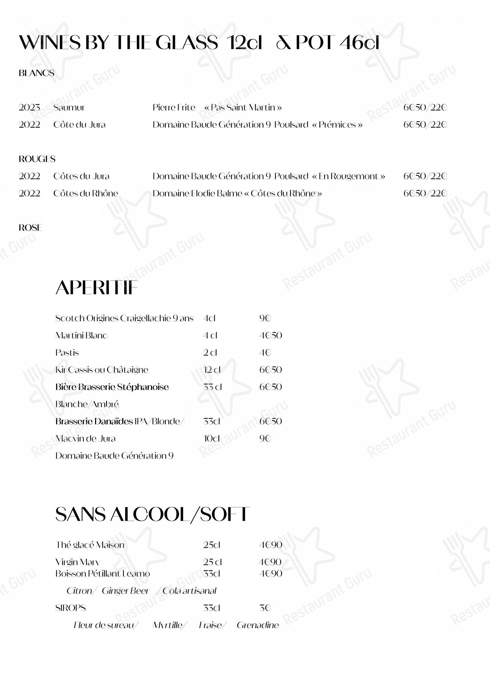 Menu pour Restaurant Le Kitchen - Ночное меню