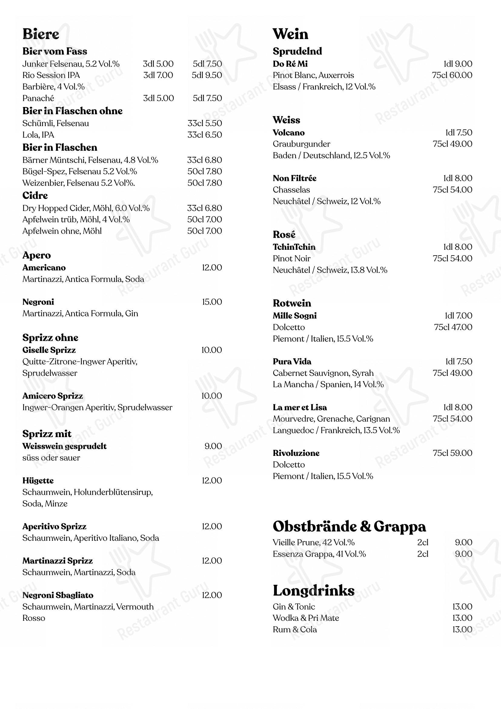 Restaurant Rio in Ittigen - Menu