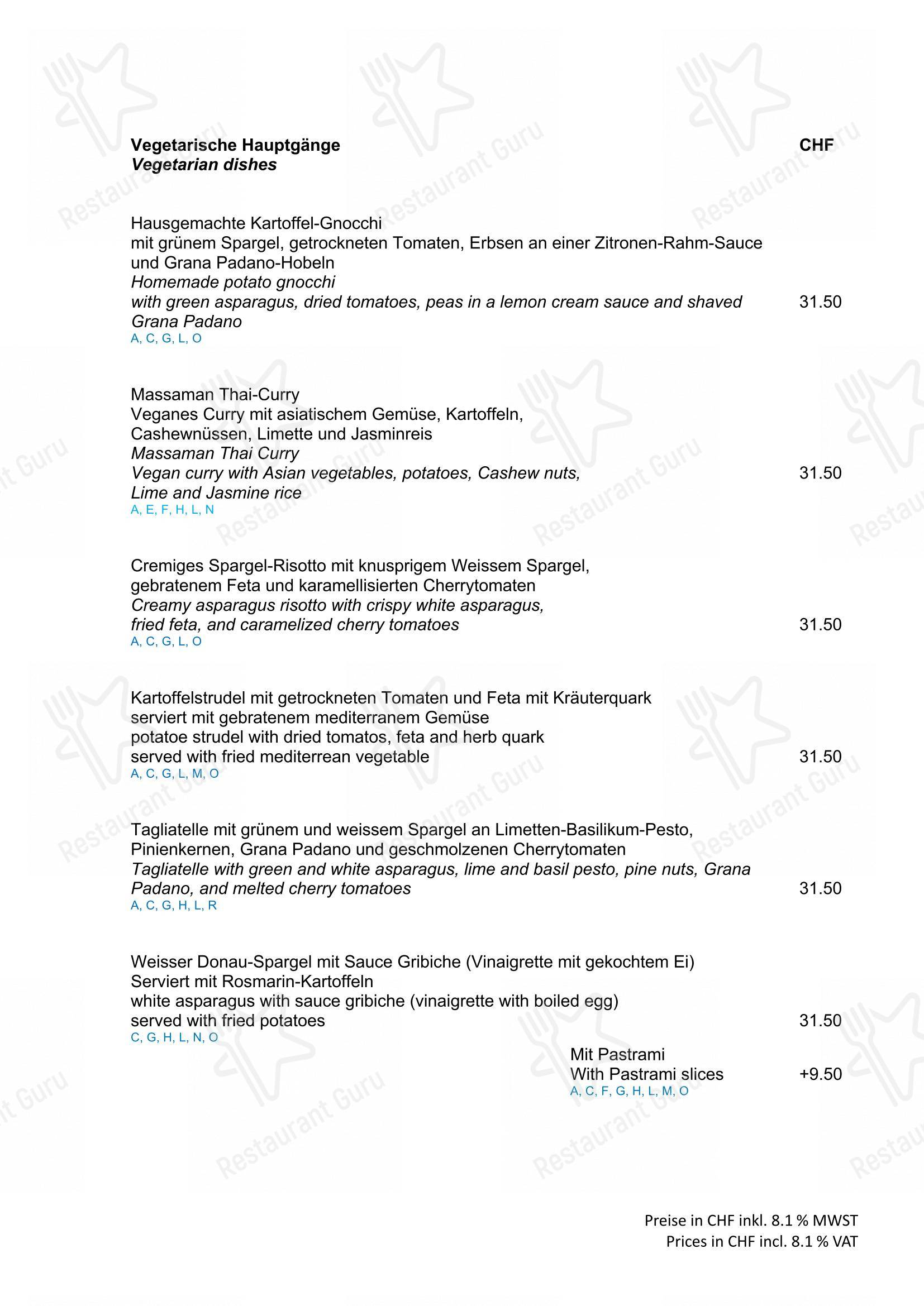 Menu per Restaurant Schiff & Catering in Zugo
