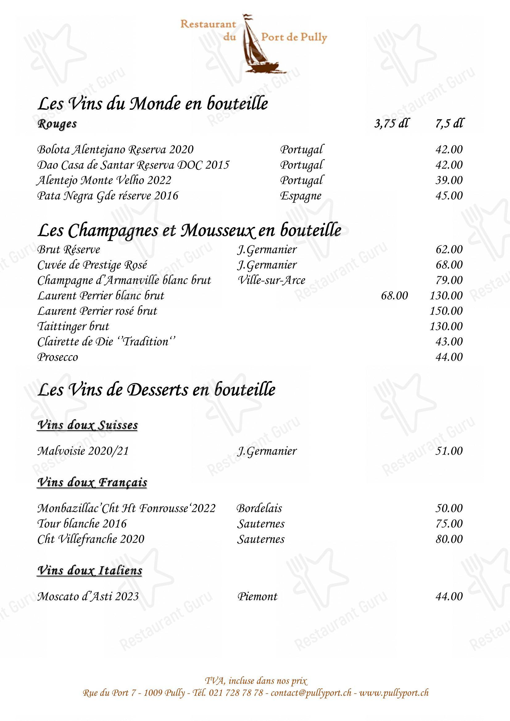 Крафт меню per Restaurant du Port de Pully ristorante