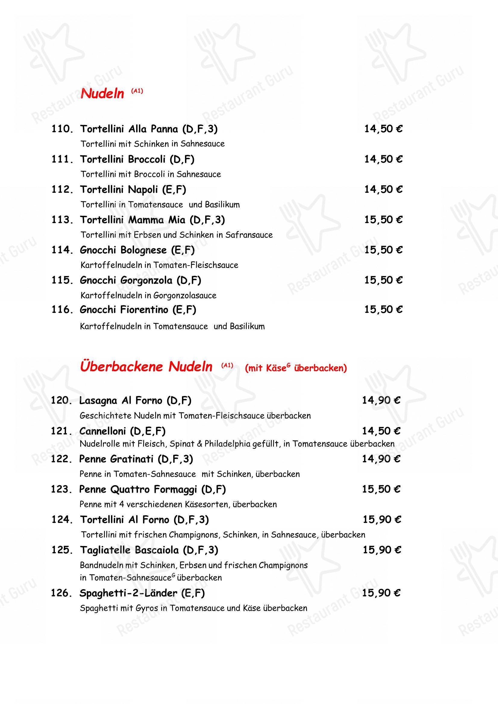 Menu bar pour Ristorante Firenze restaurant
