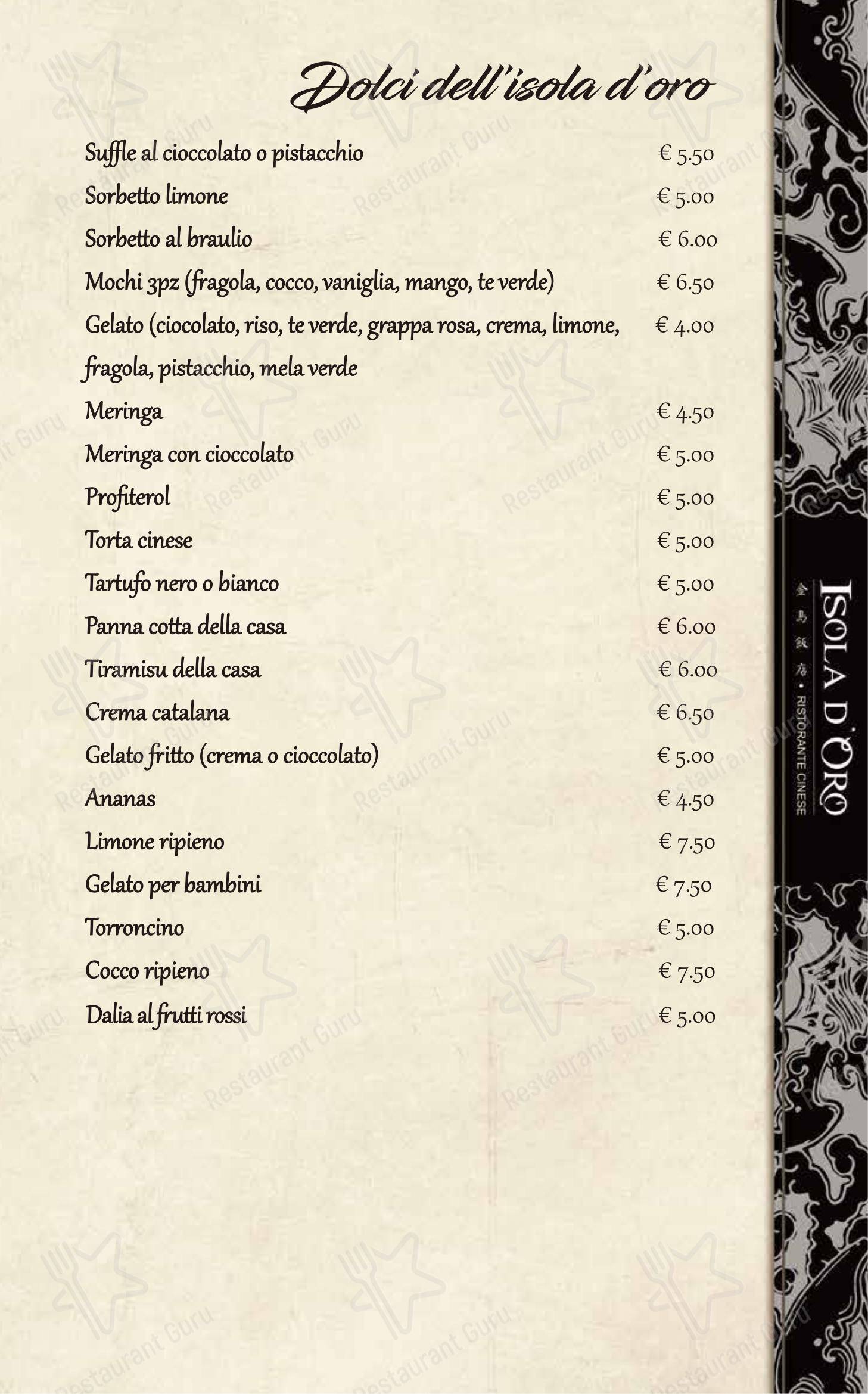 Ristorante Pizzeria Isola D'Oro in Lecco - Menu