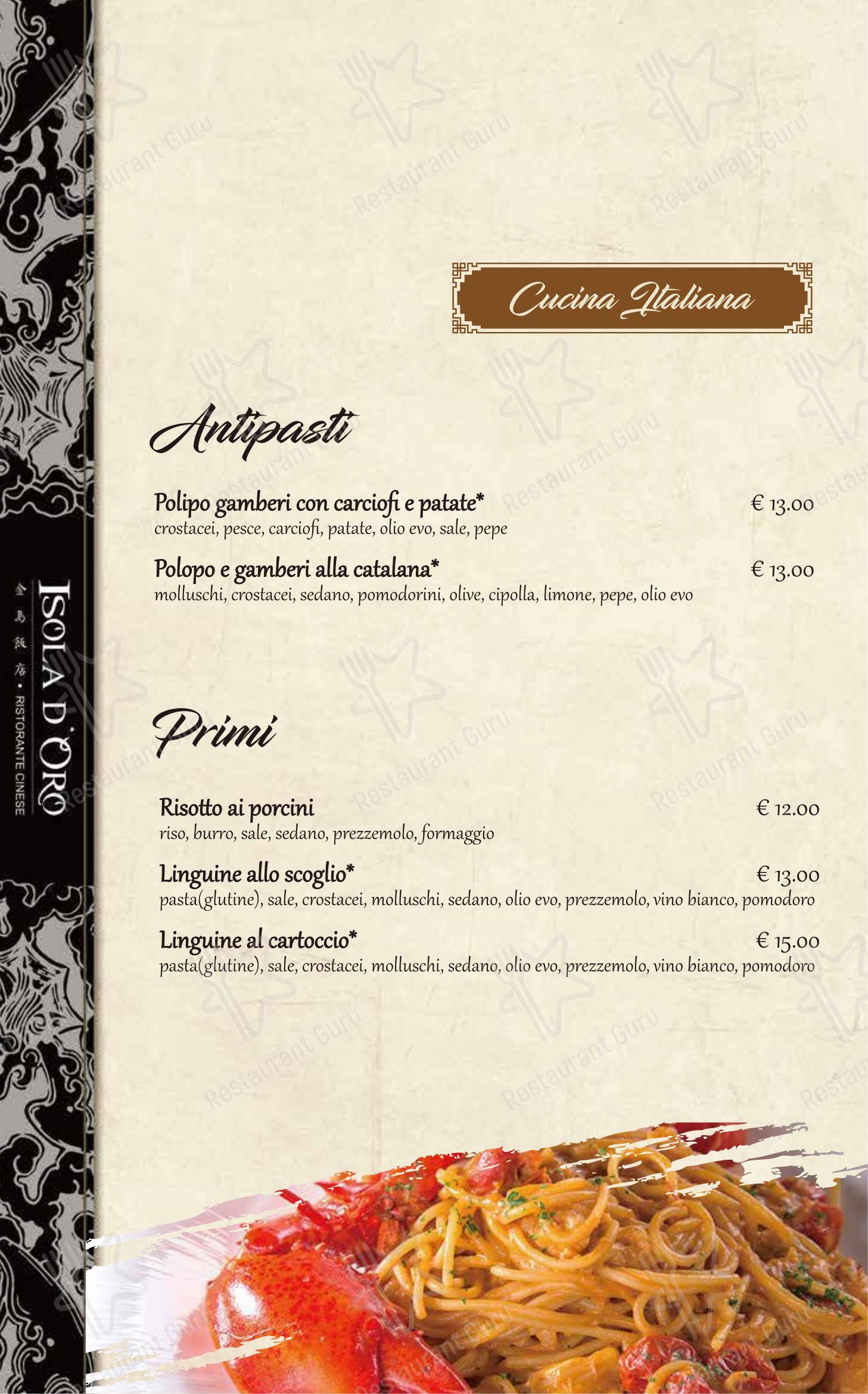 Menu per Ristorante Pizzeria Isola D'Oro ristorante