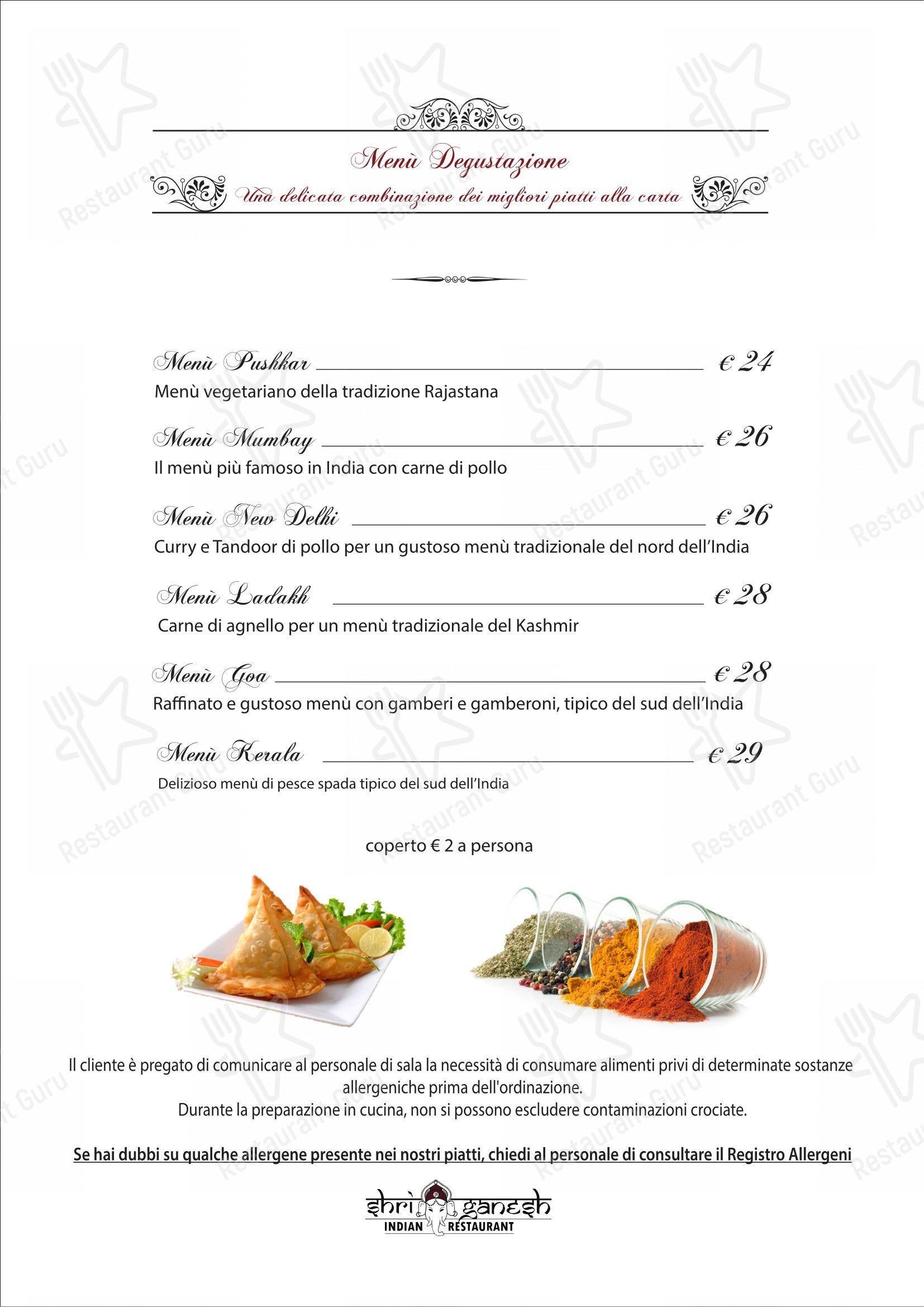 Menu di Ristorante Shri Ganesh - Menu bar