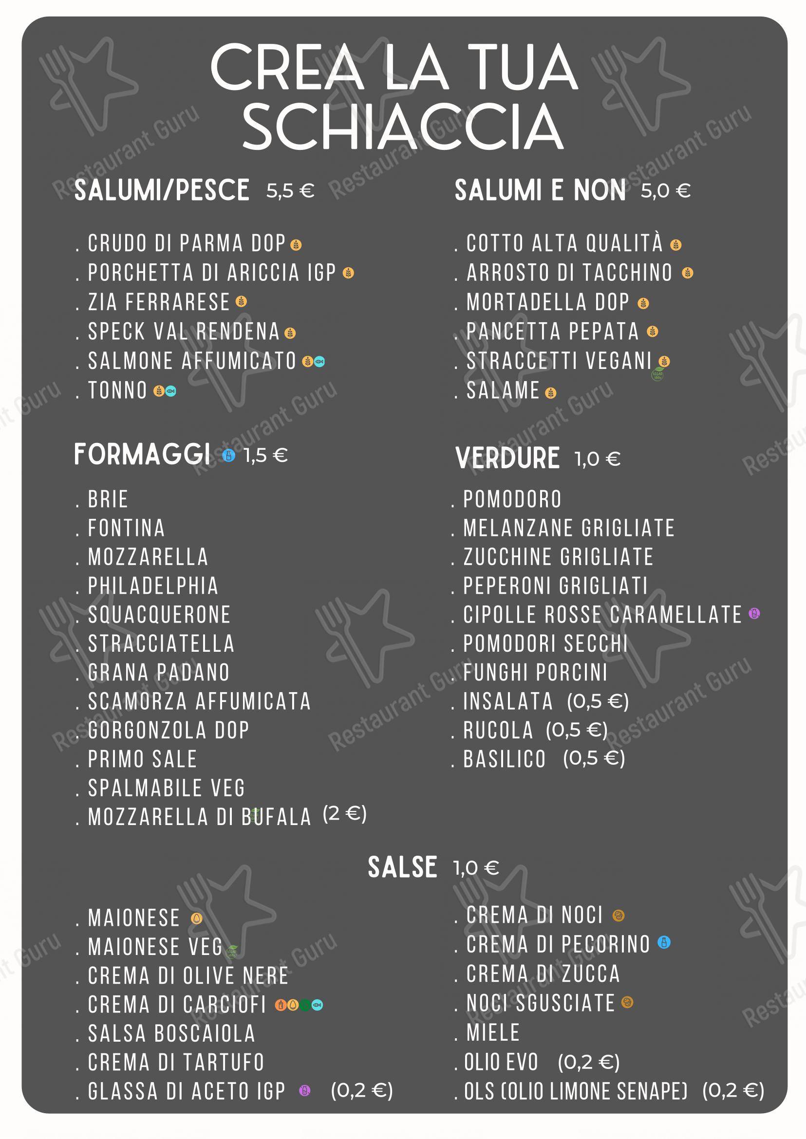 Menu bar per Schiaccia in Ferrara