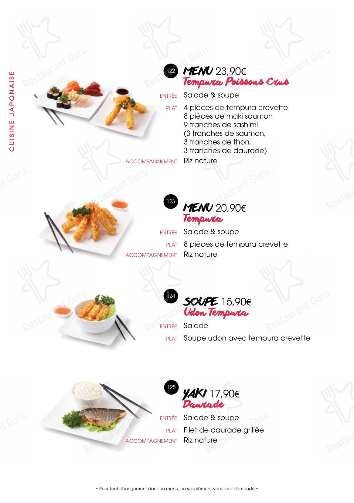 Menu bar pour SenSushi dans Huningue