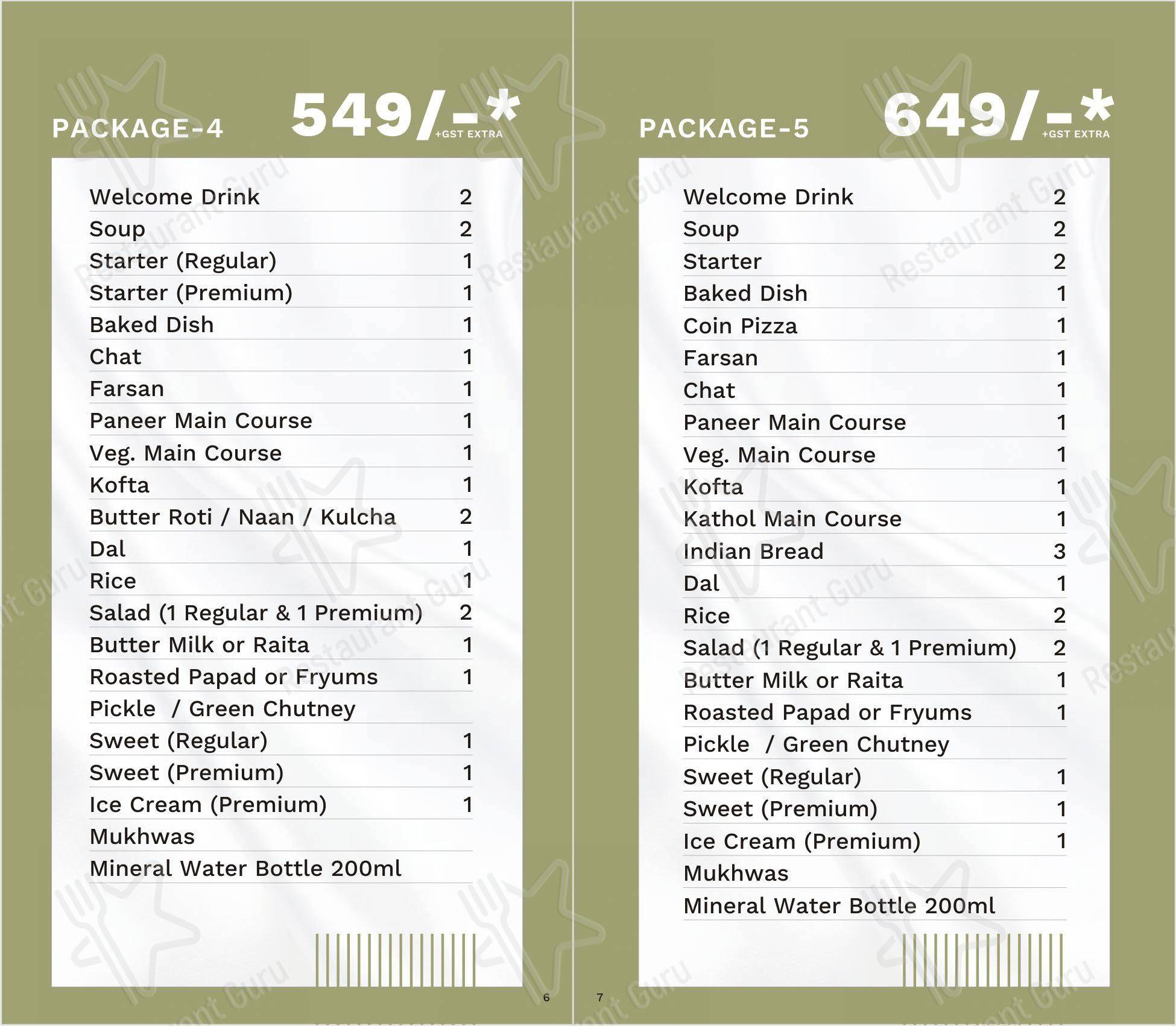 Menu bar for the Tasty Meals Restaurant and Banquet restaurant