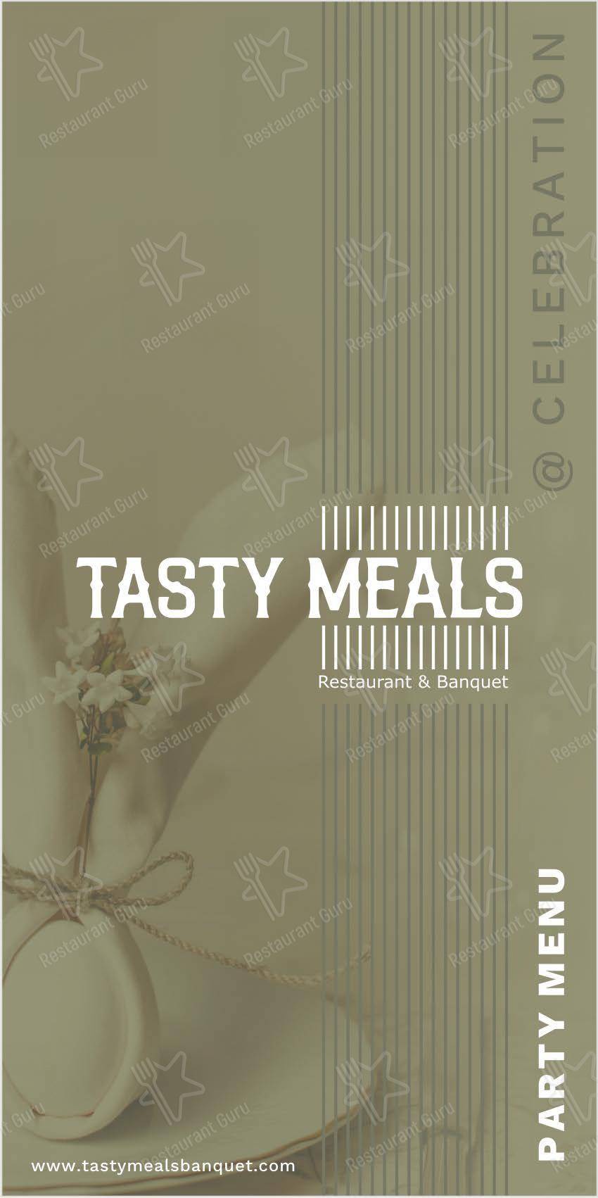 Menu bar for the Tasty Meals Restaurant and Banquet restaurant