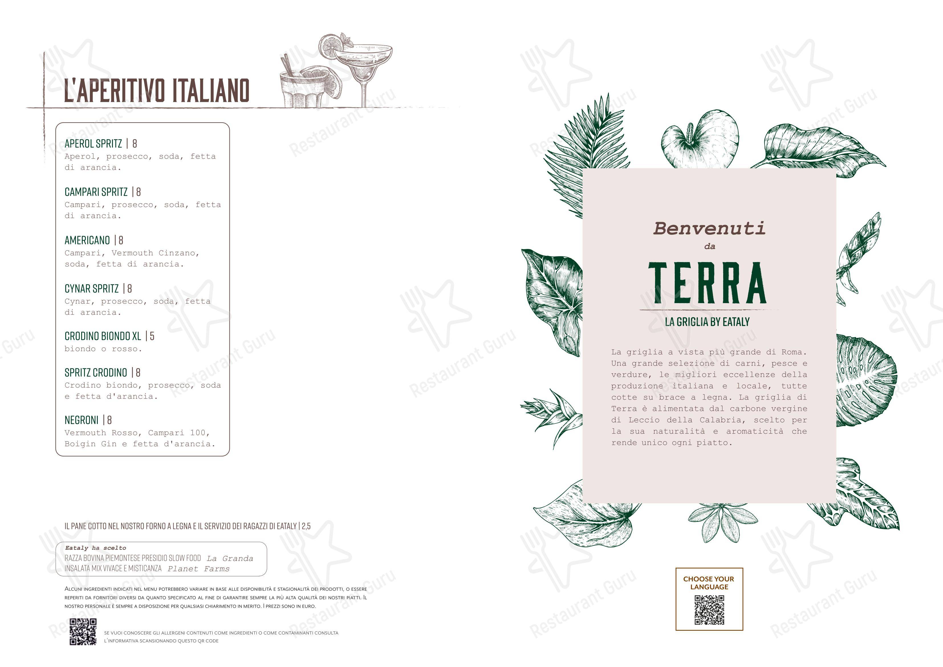 Terra in Roma - Menu