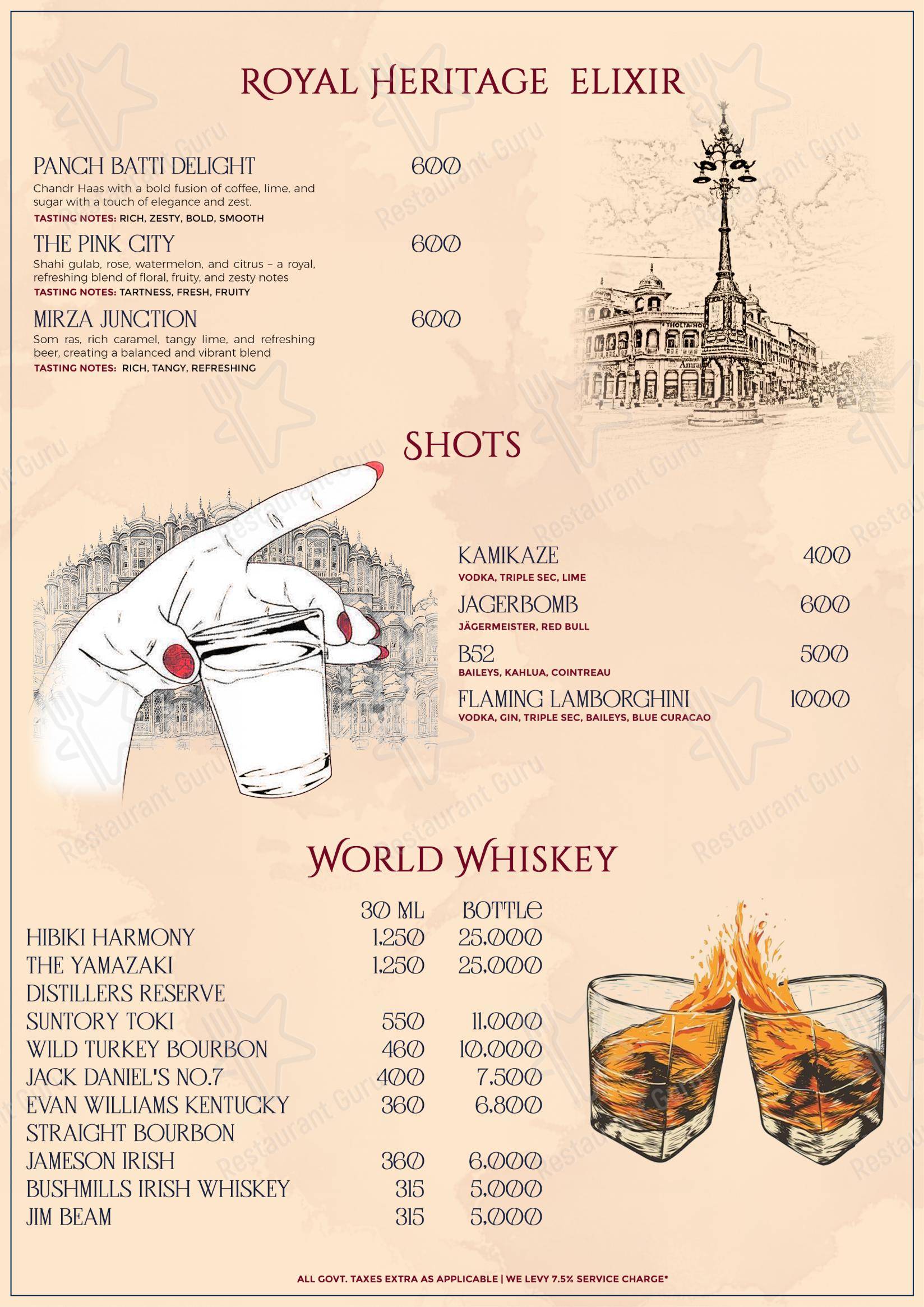 Menu bar for the The Dome restaurant