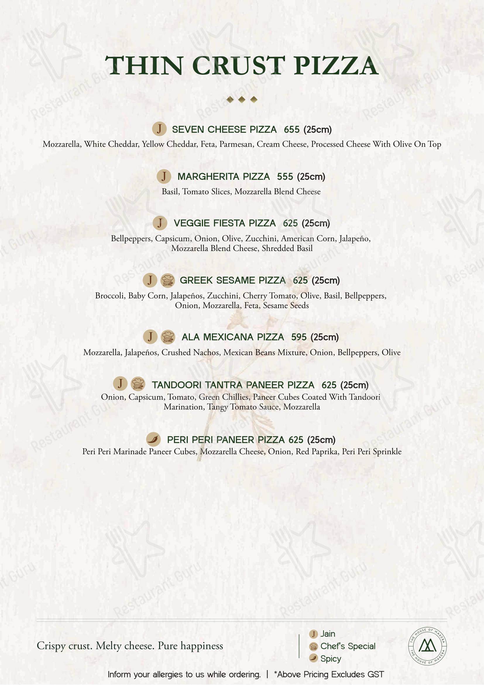 Menu for The House of Makeba - Rooftop Restaurant in IIM Road in Ahmedabad