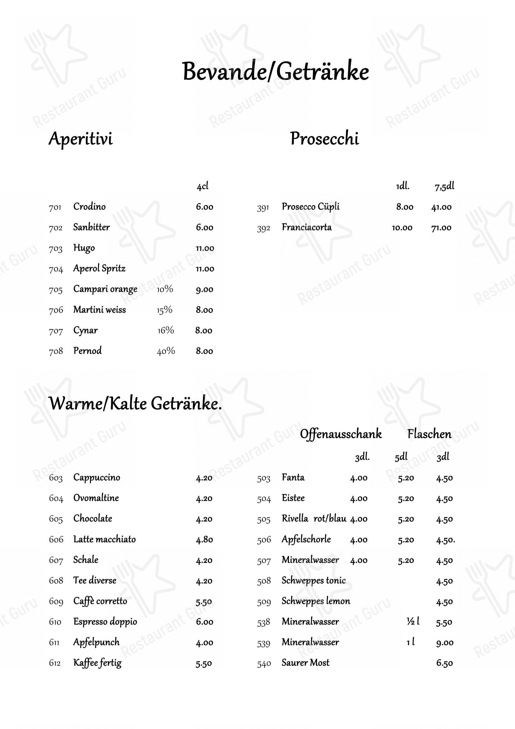 Menu per Time Out in Svitto