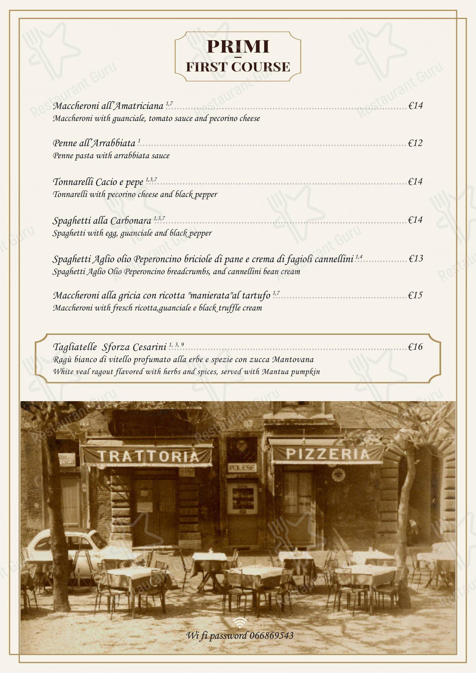 Menu per Trattoria Polese pizzeria