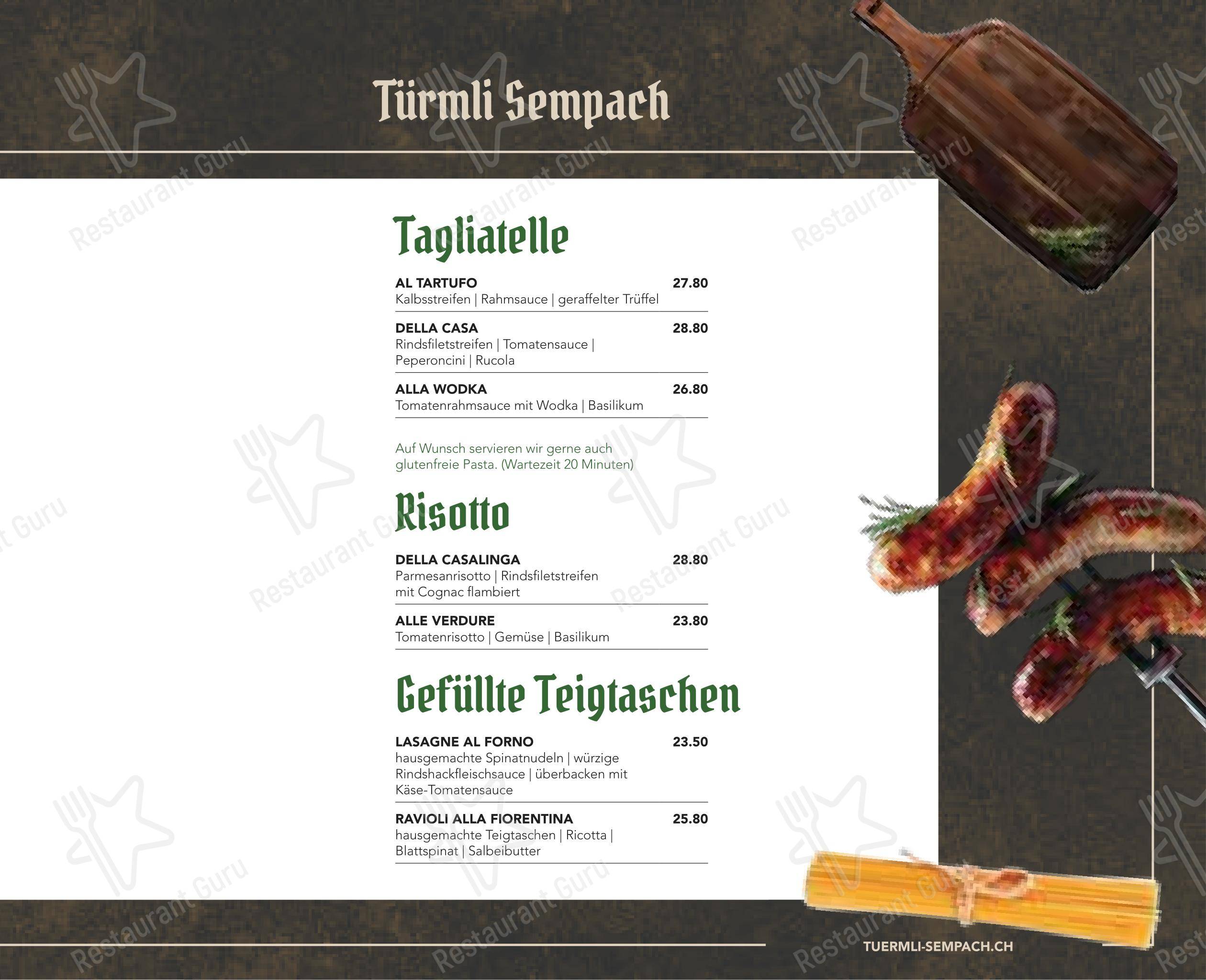 Menu di Türmli Restaurant & Pizzeria - Menu