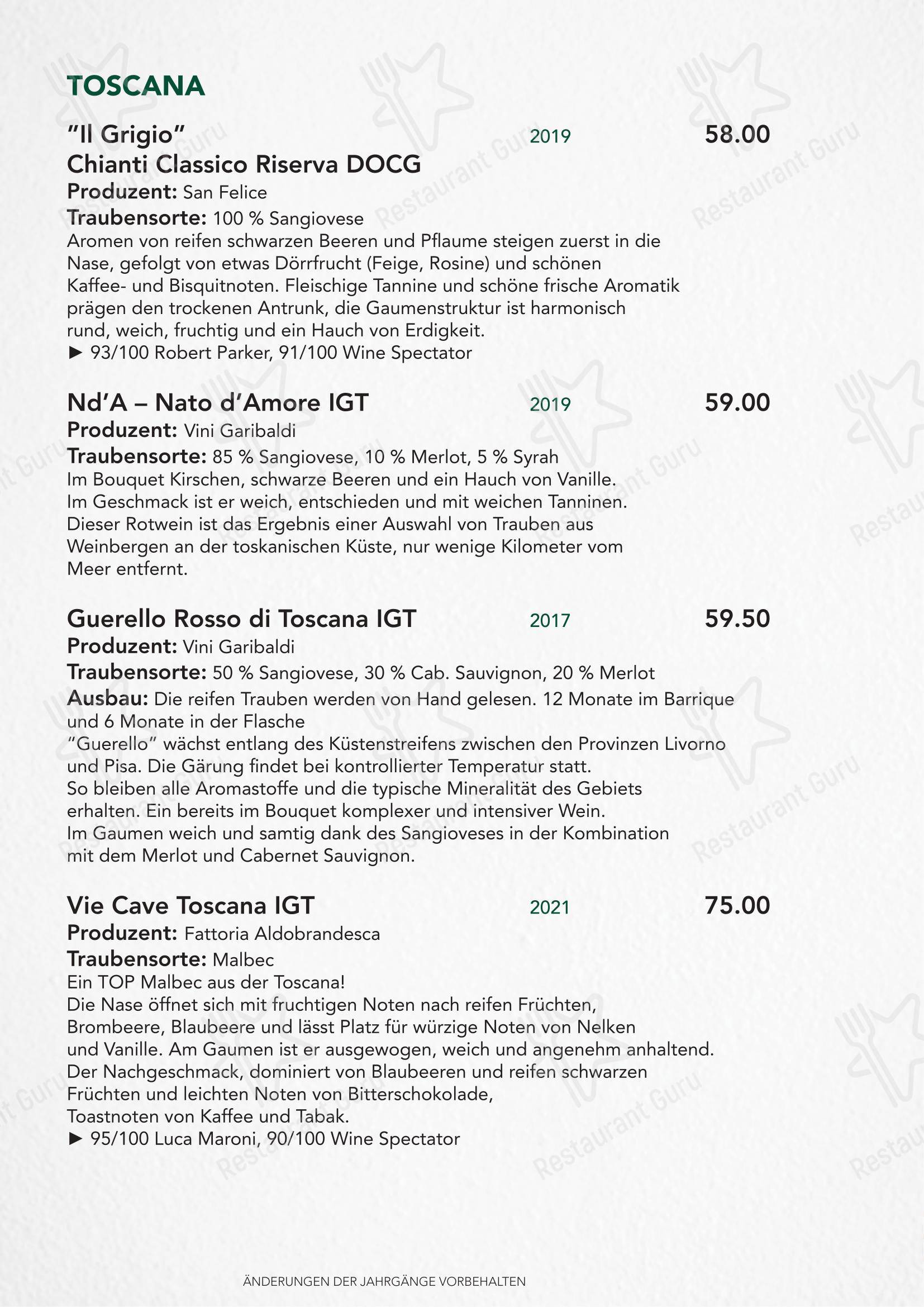 Menu di Türmli Restaurant & Pizzeria - Основное меню