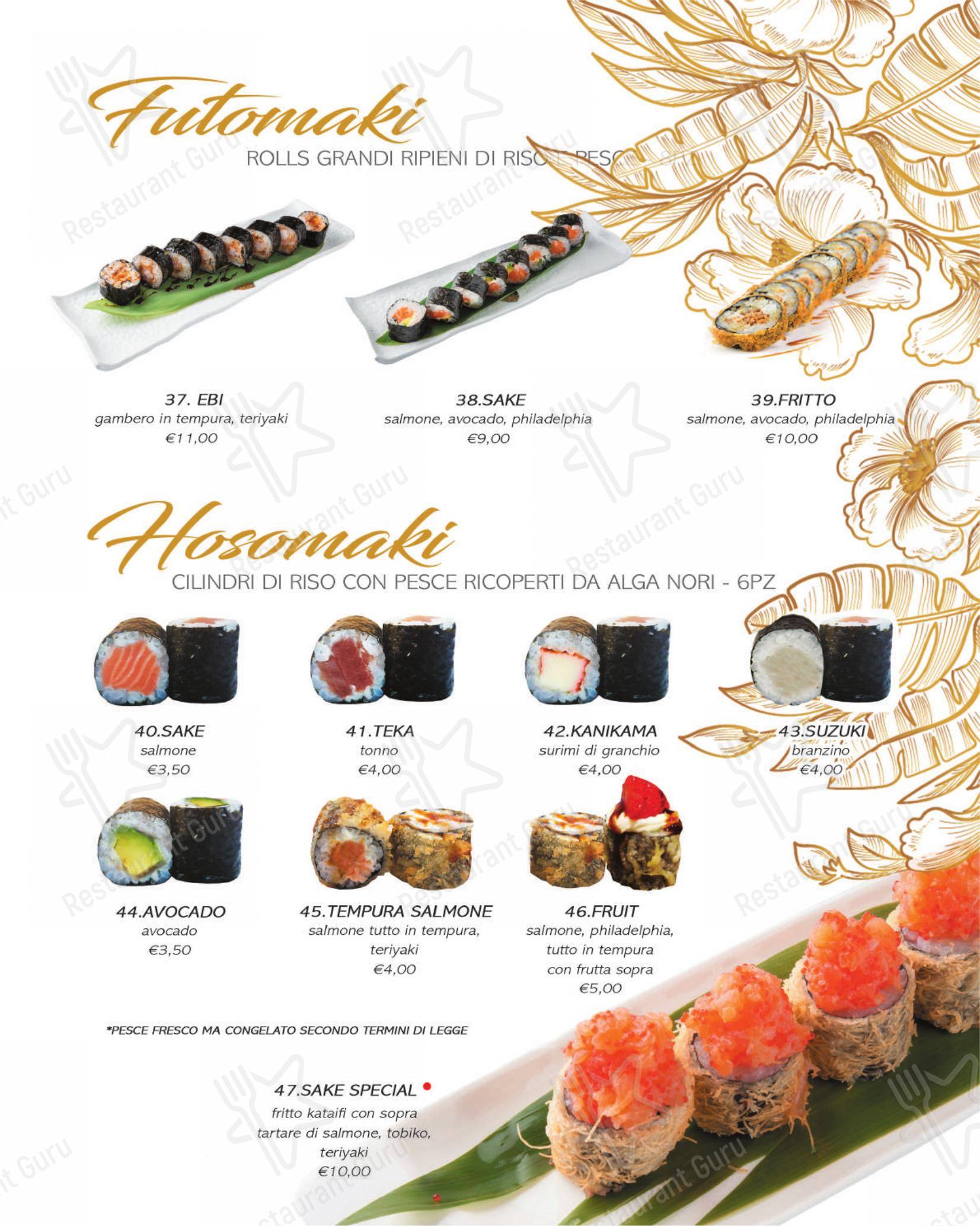 Menu di Yuki Sushi di carini - Menu