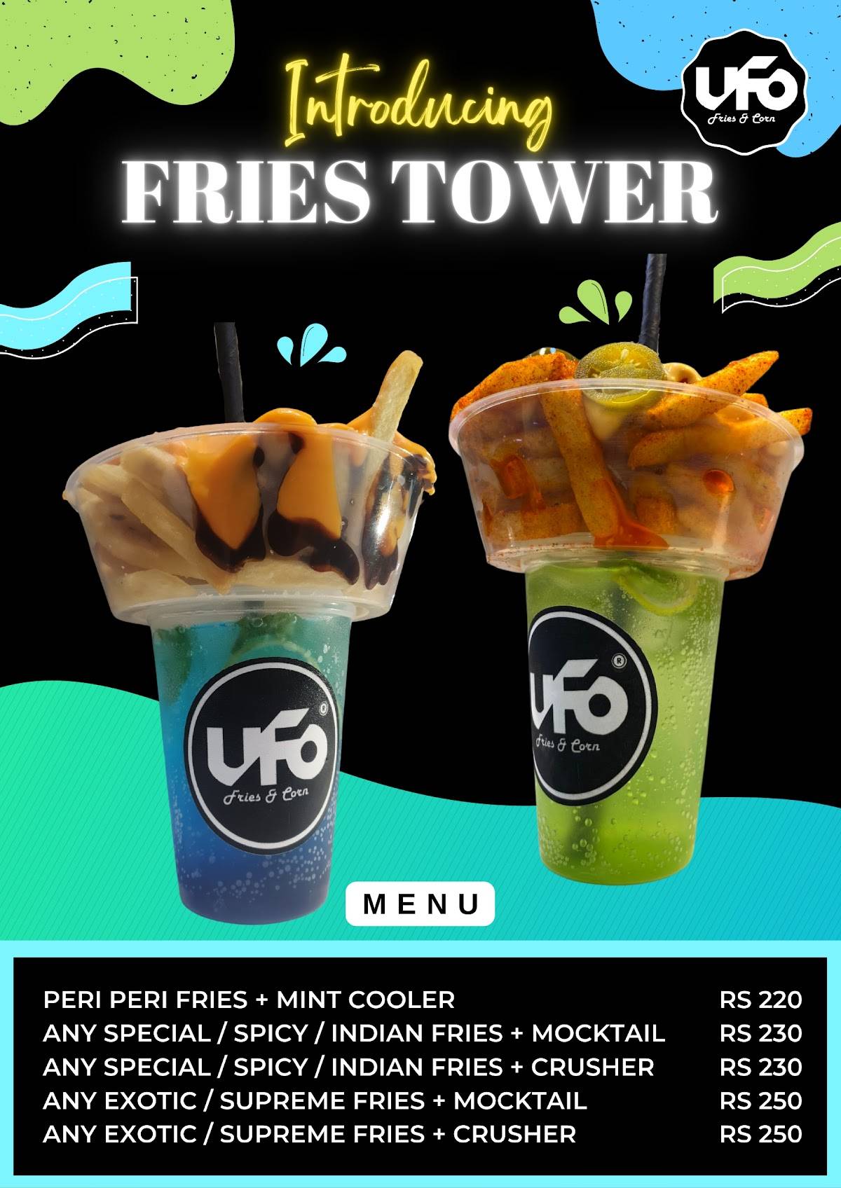 ufo Fries and Corn menu