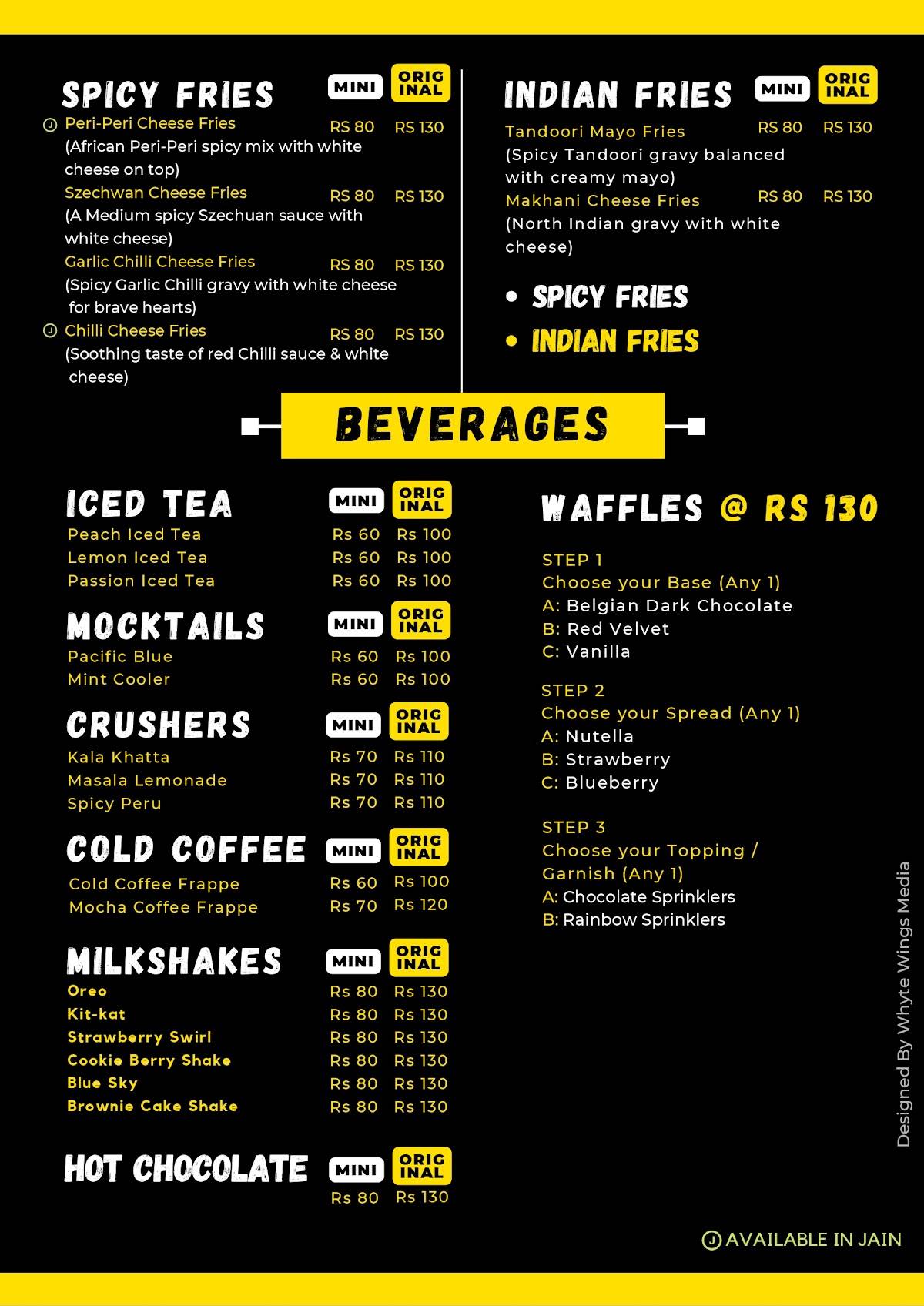 ufo Fries and Corn menu