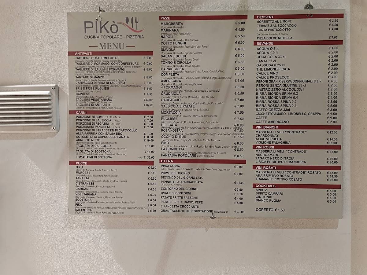 Menu di Pikó 