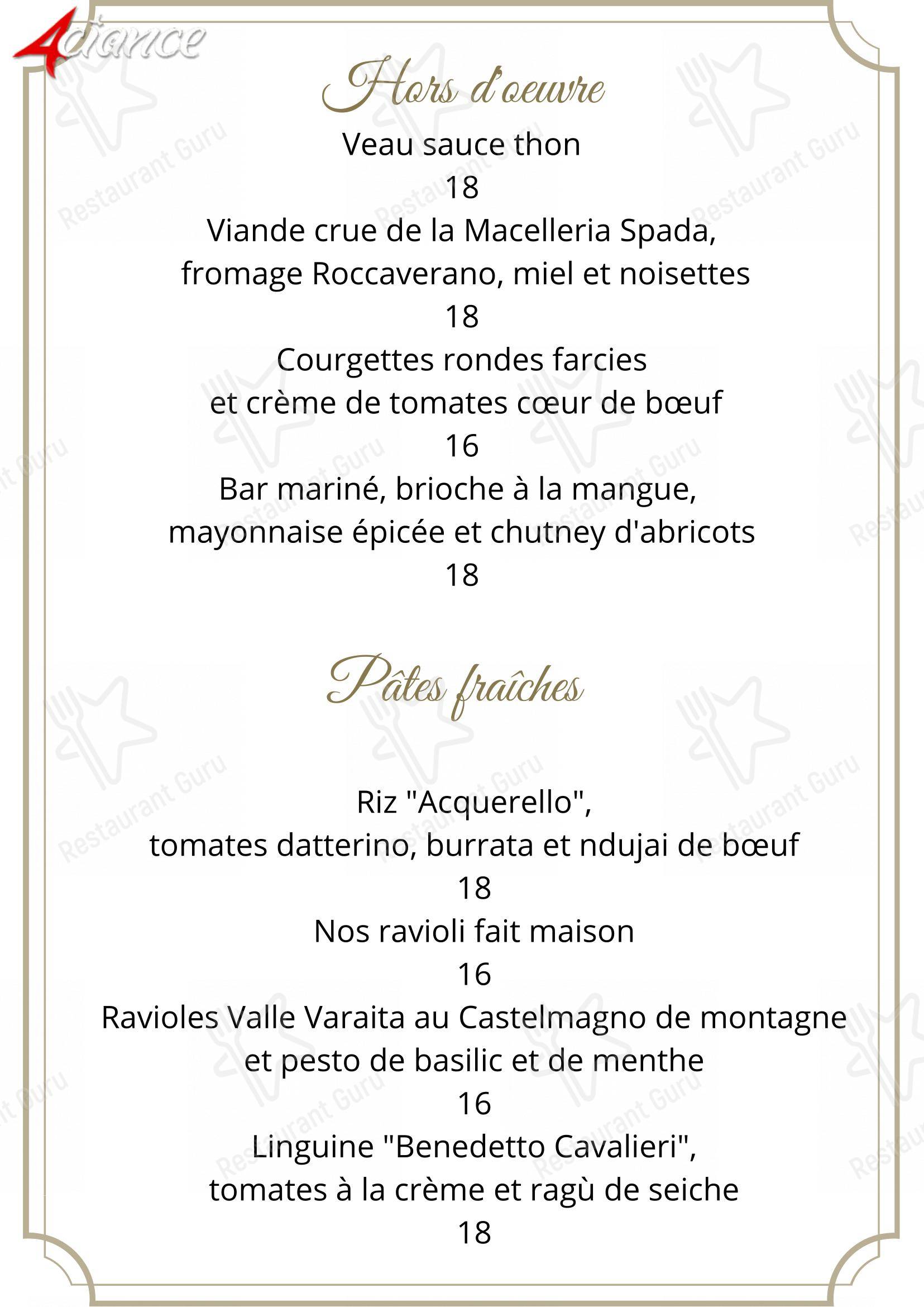 菜单 per 4 Ciance ristorante