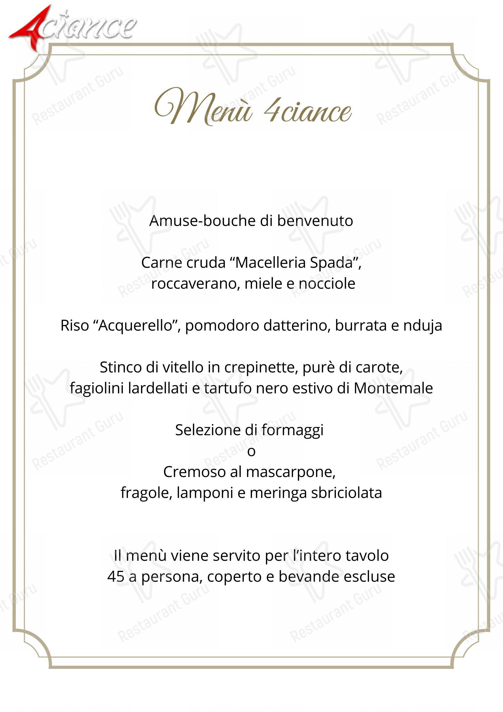 Menu di 4 Ciance - Menu bar