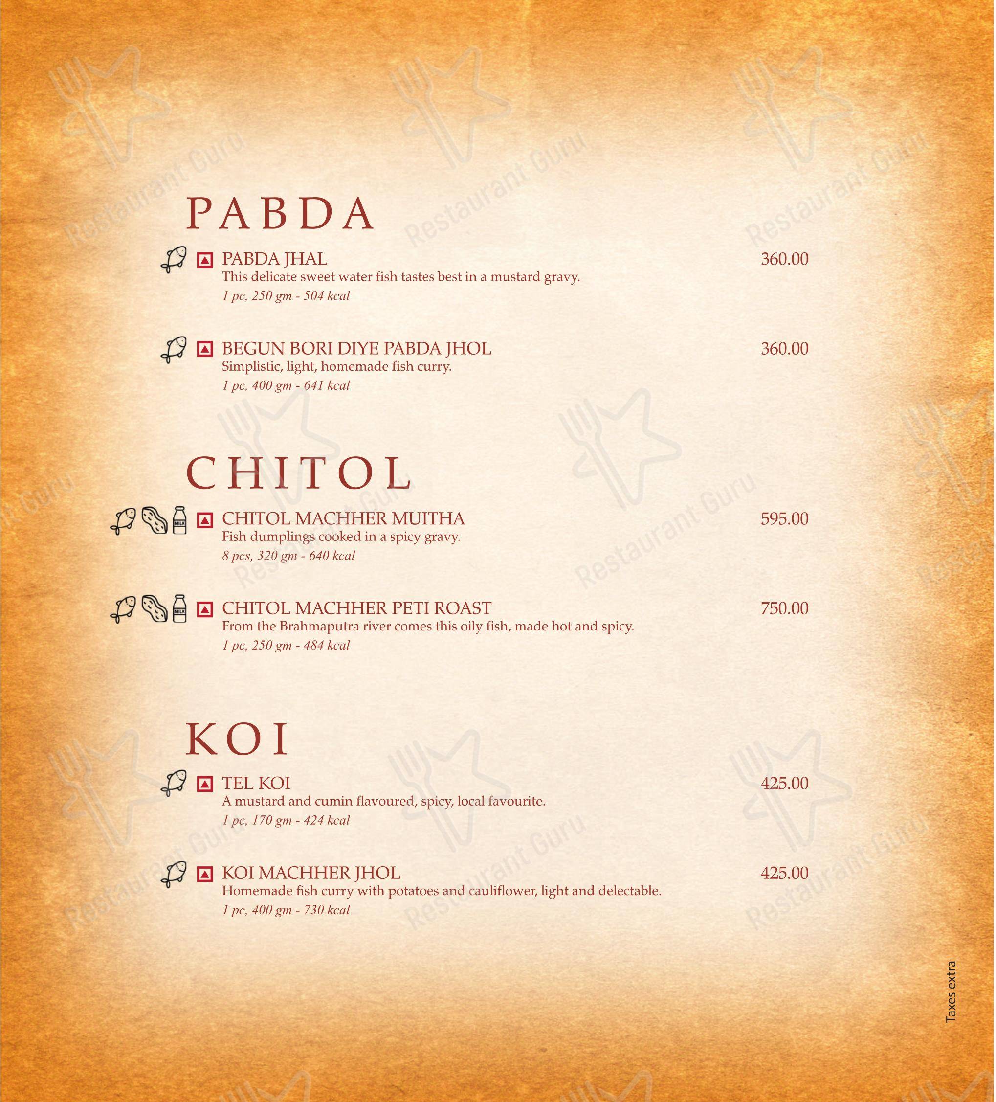 6 Ballygunge Place Thali in Kolkata - 菜单